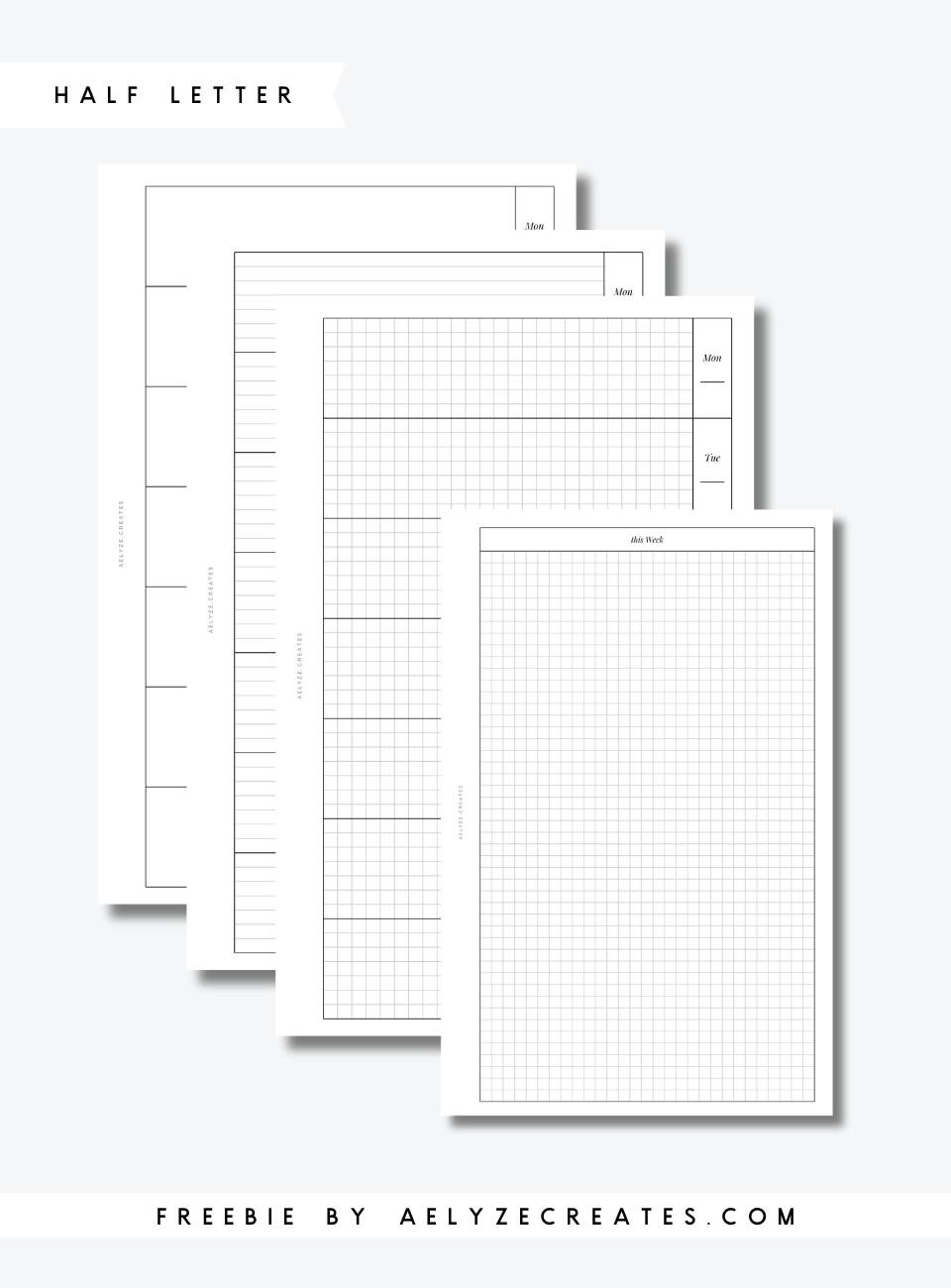 Half Letter Archieven - Aelyzecreates for Free Half Letter Planner Printables