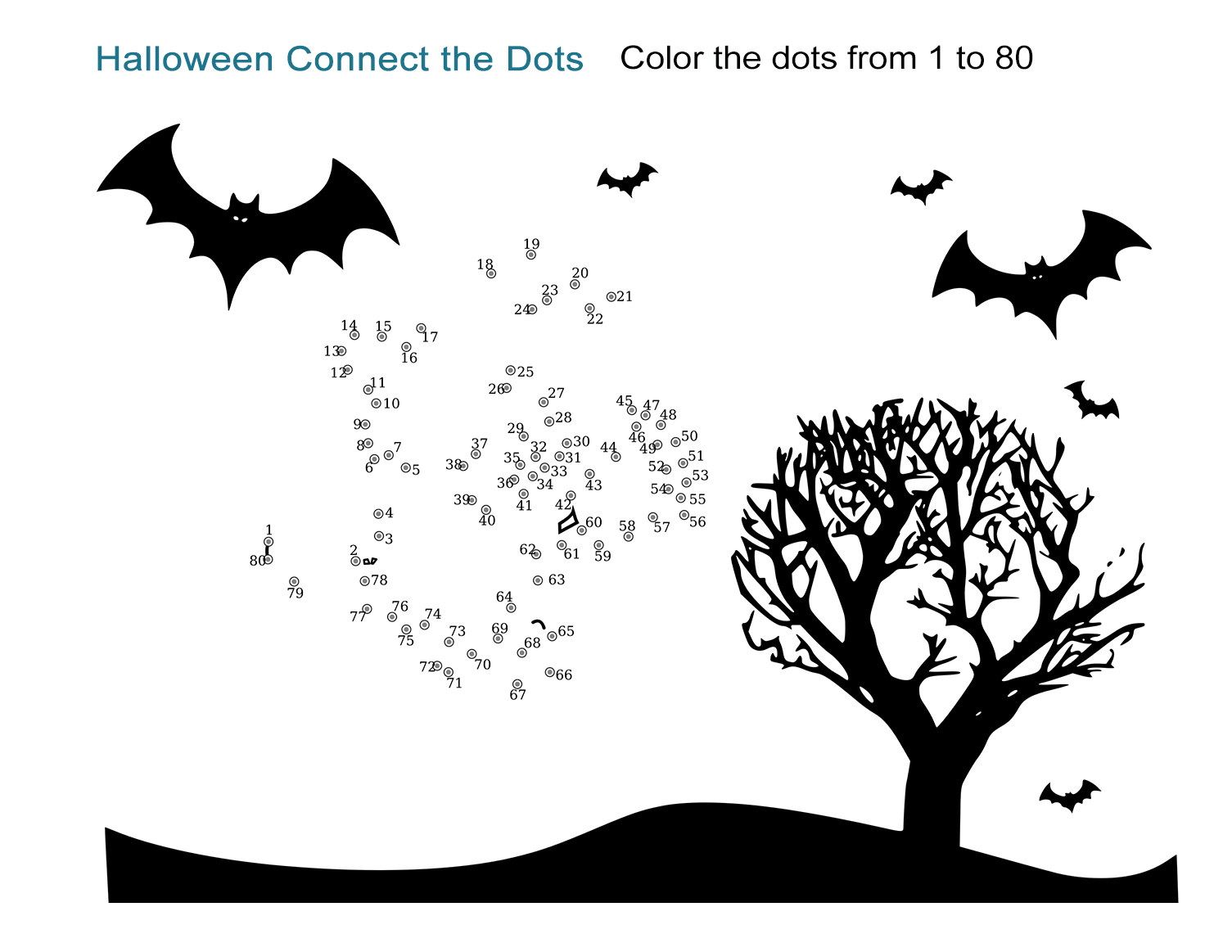 Halloween Connect The Dots Worksheet - All Esl intended for Free Printable Halloween Connect the Dots