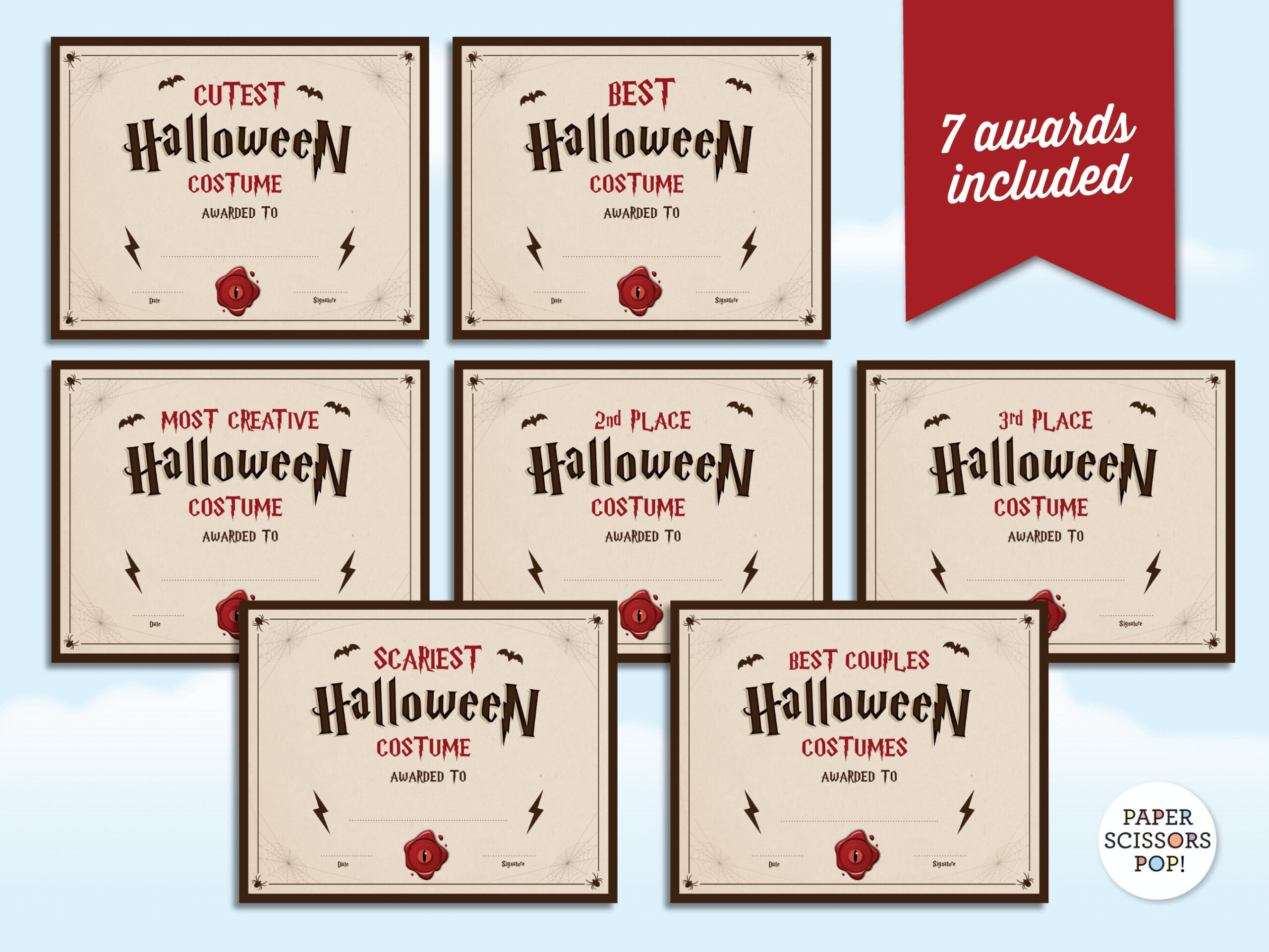 Halloween Costume Award Certificate Bundle, Printable Halloween throughout Halloween Costume Awards Printable