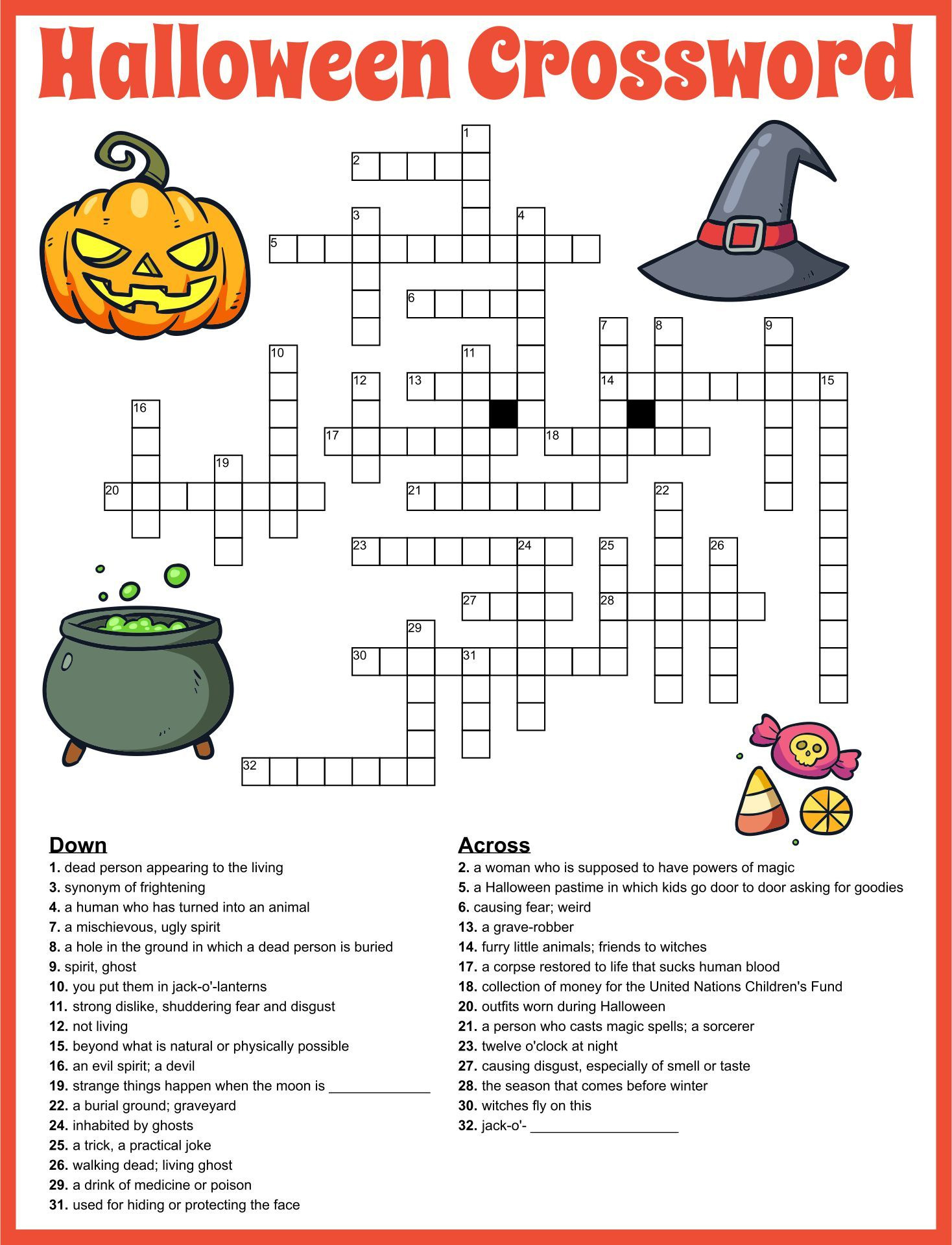 Halloween Crossword Puzzles - 15 Free Pdf Printables | Printablee inside Printable Halloween Crossword Puzzle