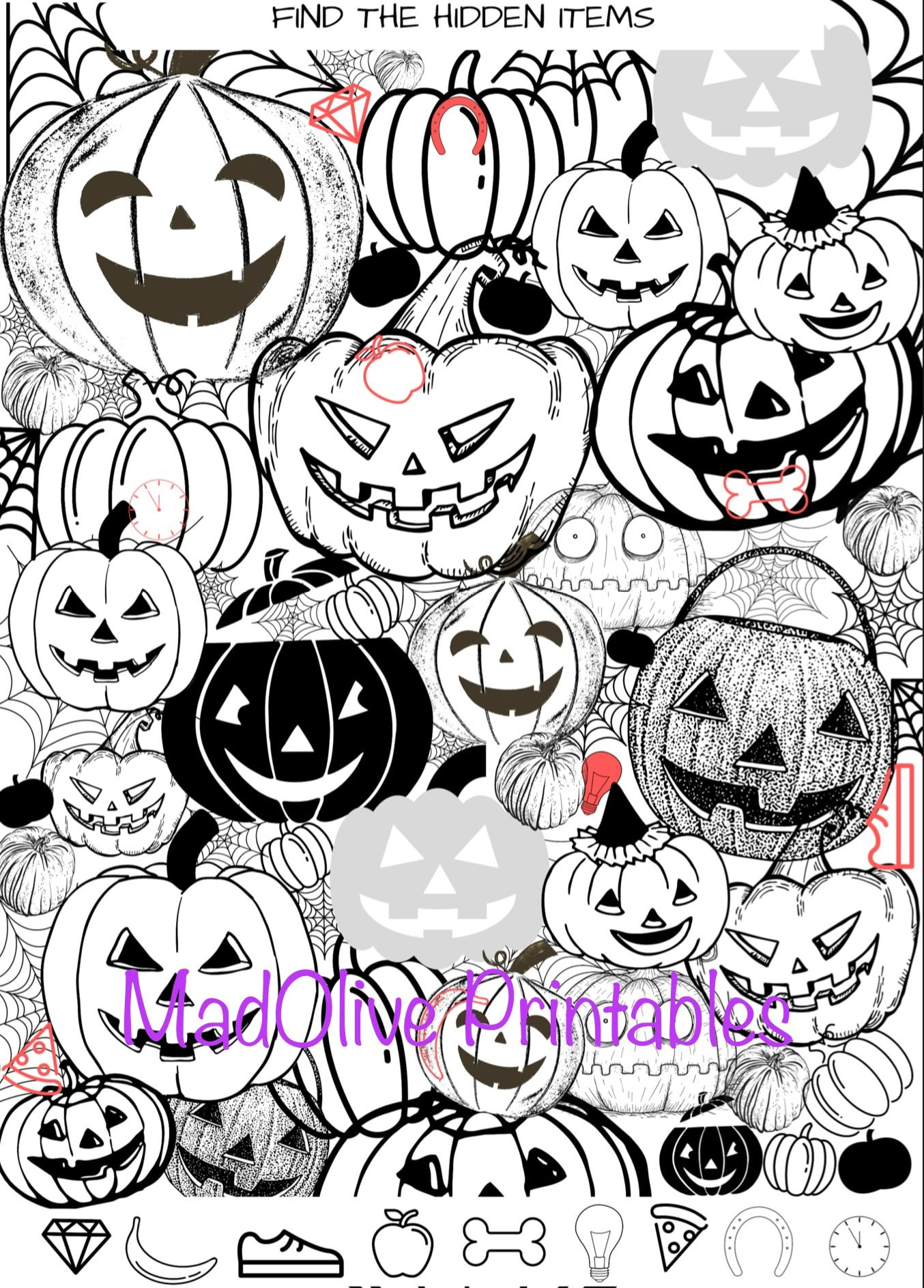 Halloween Hidden Picture Printable - Etsy for Halloween Hidden Pictures Free Printable