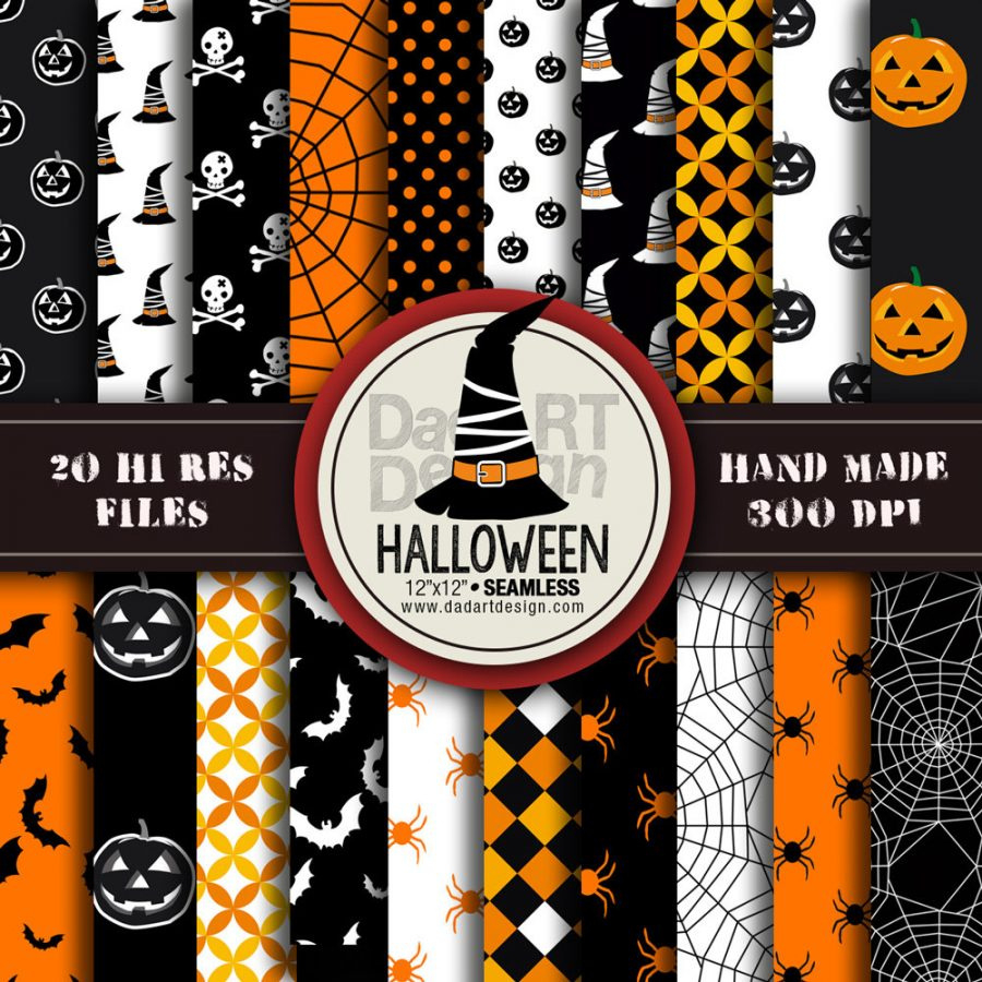 Halloween Patterns – Digital Paper Pack 05 – 20 Printable Sheets regarding Printable Halloween Scrapbook Paper