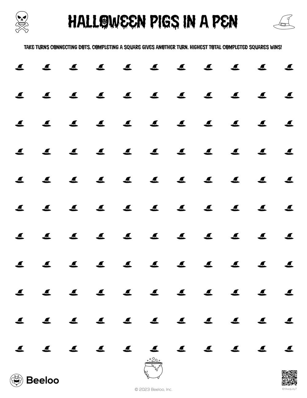 Halloween-Themed Dots And Boxes Games • Beeloo Printable Crafts in Printable Medium Halloween Dot to Dot