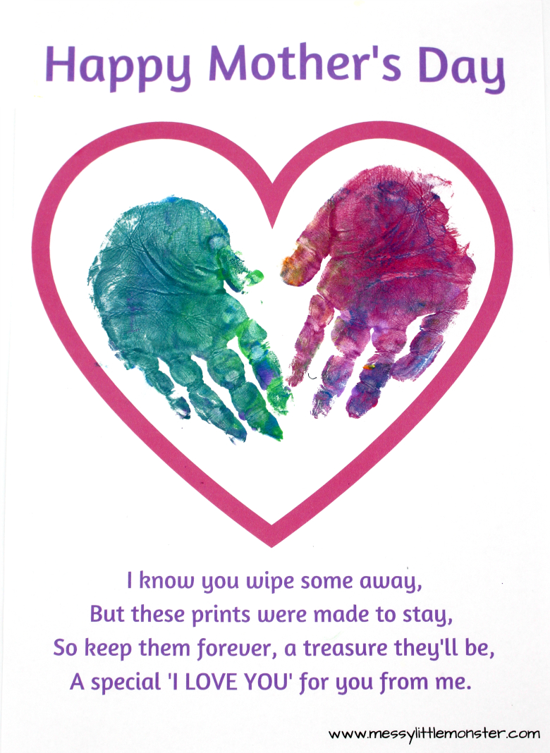 Handprint Mothers Day Cards 2025 | Www.kcritchie inside Mother&amp;#039;S Day Handprint Printables