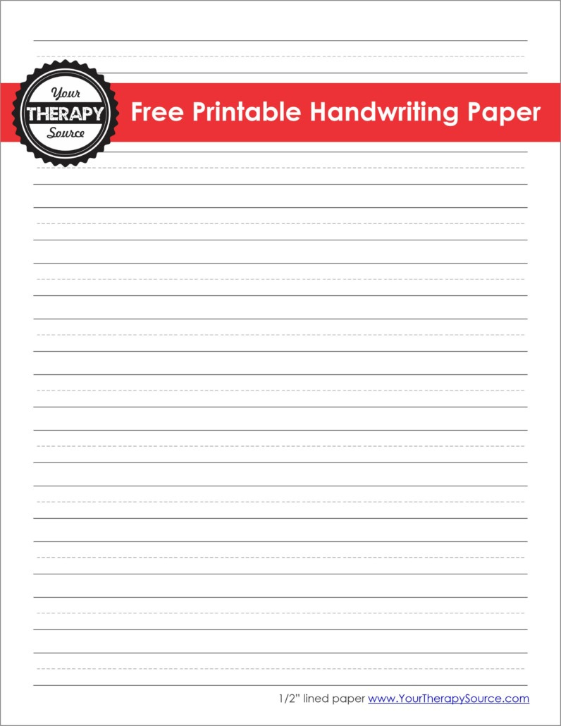 Handwriting Paper Printable - Free - Your Therapy Source intended for Printable Occupational Therapy Handwriting Paper