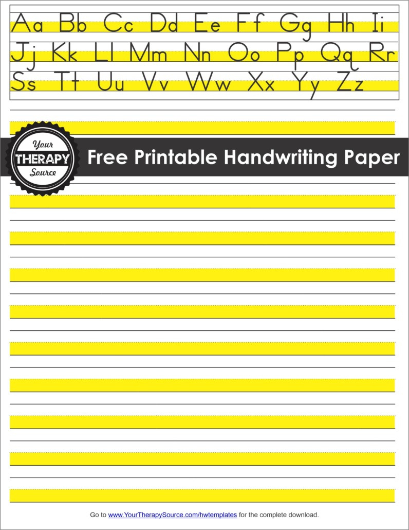 Handwriting Paper Printable - Free - Your Therapy Source pertaining to Printable Occupational Therapy Handwriting Paper