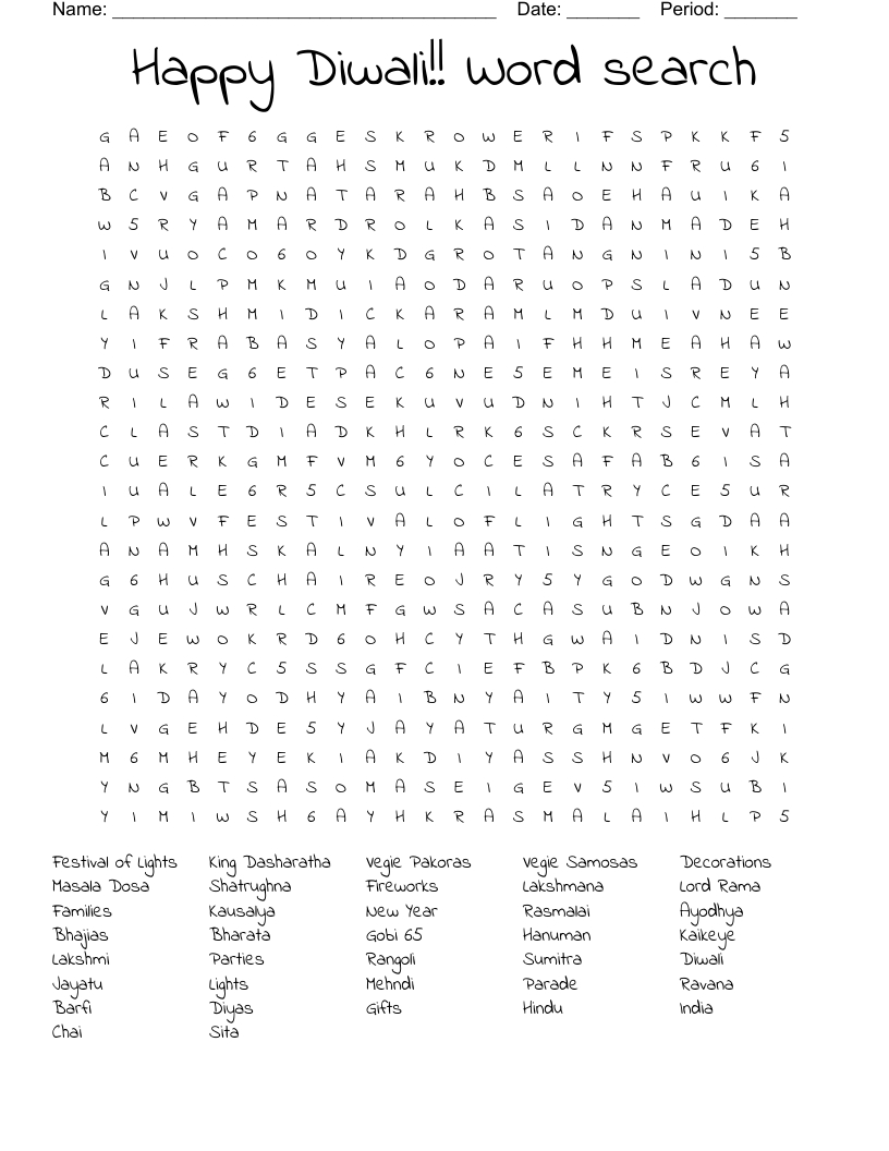 Happy Diwali!! Word Search - Wordmint regarding Diwali Word Search Free Printable