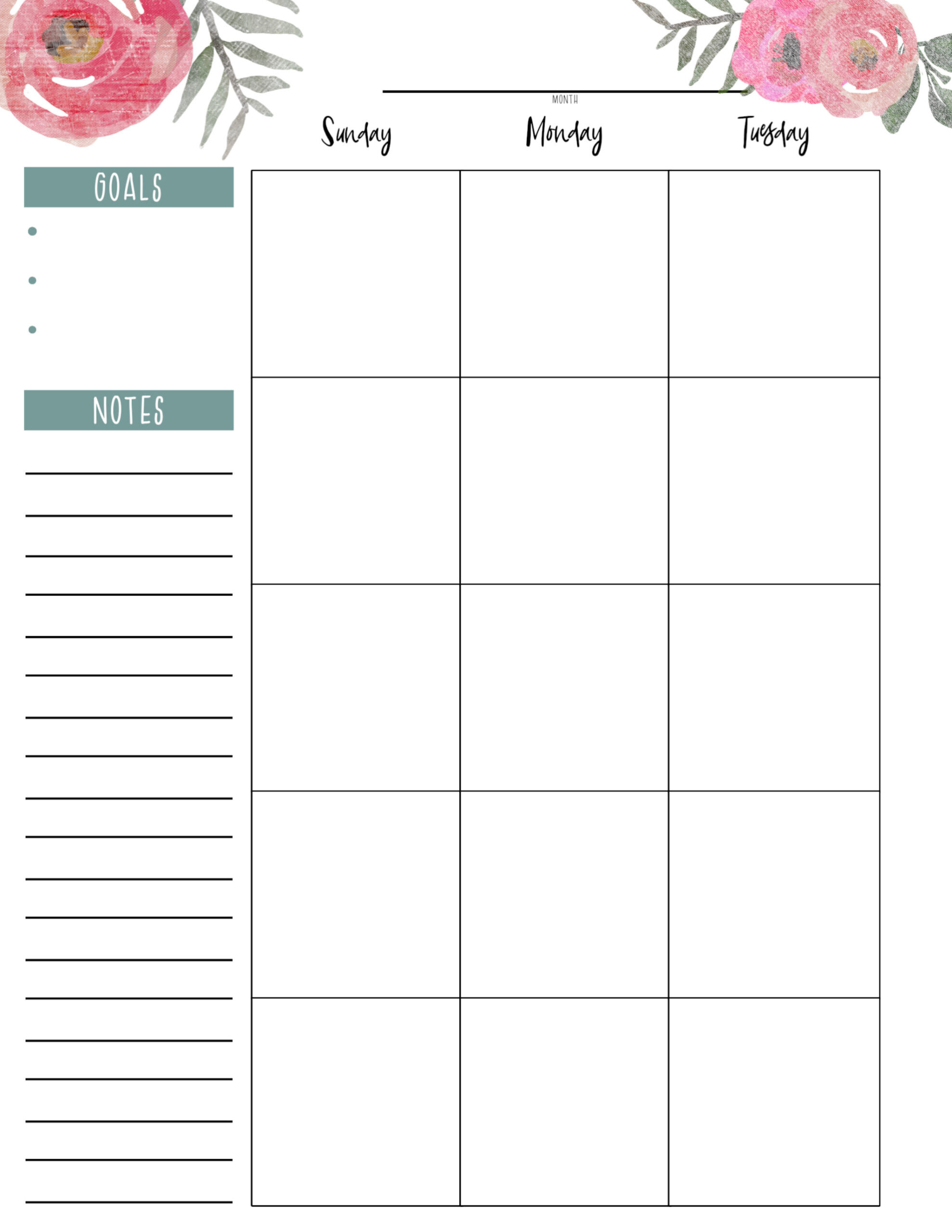 Happy Planner Free Printable Pages - Floral - Paper Trail Design within Happy Planner Free Printable Inserts