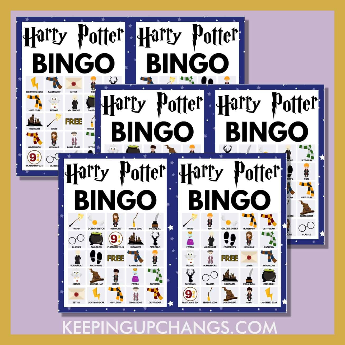 Harry Potter Bingo Pictures &amp;amp; Words (5X5 &amp;amp; 4X4 Grid) [Free for Harry Potter Bingo Cards