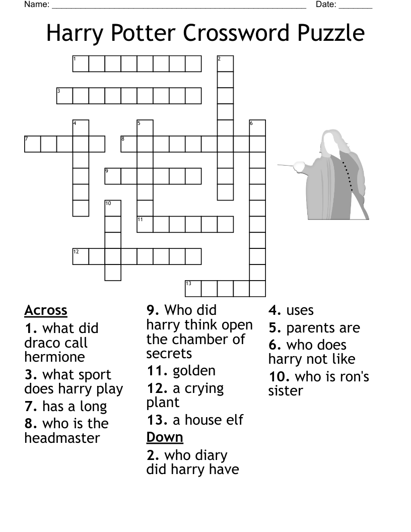 Harry Potter Crossword Puzzle - Wordmint intended for Harry Potter Crossword Puzzles Printable