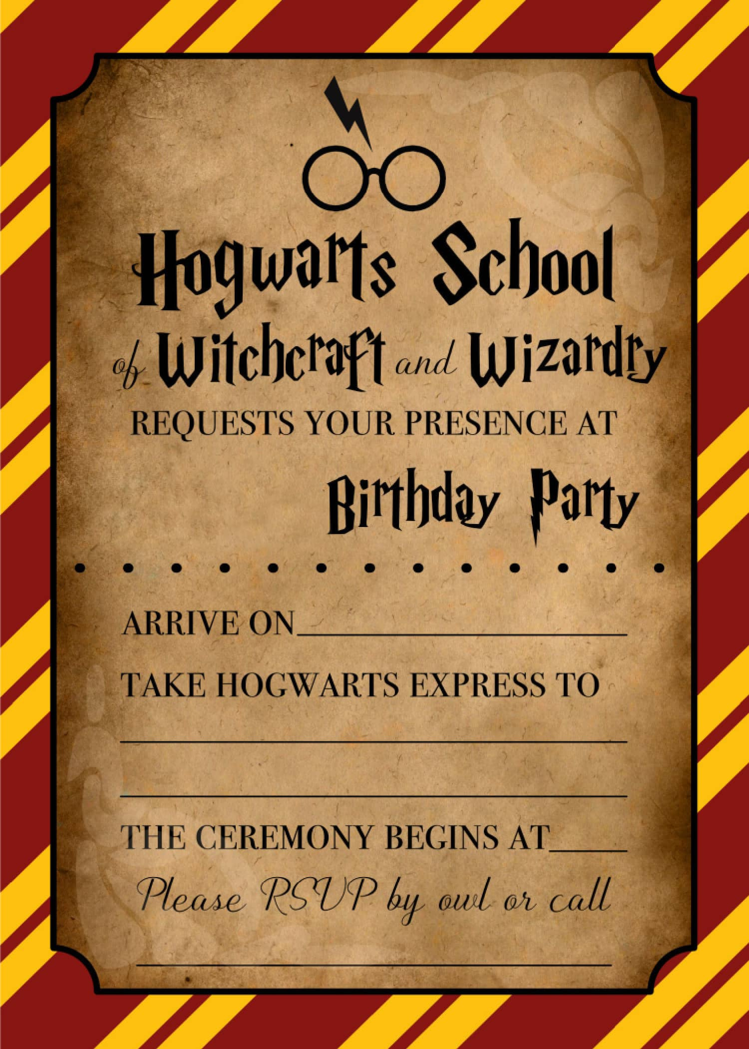 Harry Potter Invitations (Free Printables) | Fun Money Mom pertaining to Harry Potter Birthday Card Printable Free