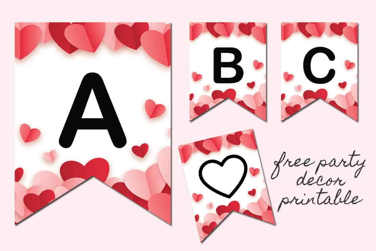 Heart Party Decor Banner | Mrs. Merry in Free Printable Valentine Banner