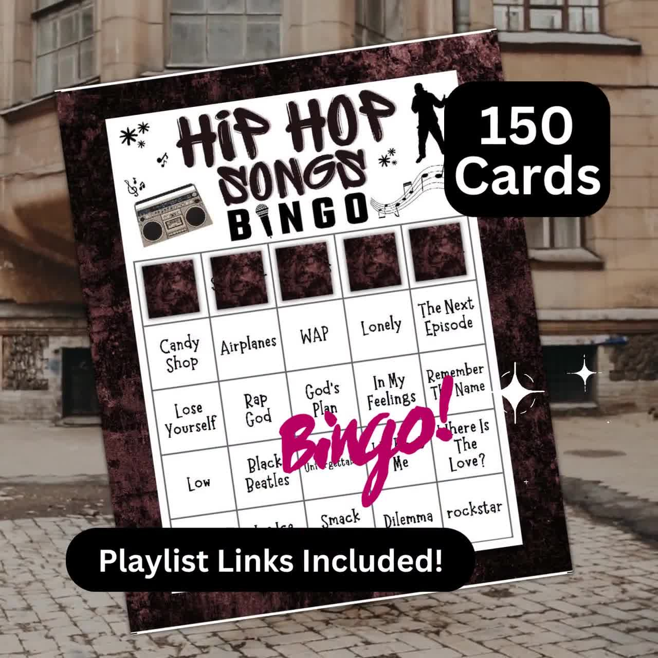 Hip Hop Songs Bingo Game 150 Card, Rap Music Party Activity, Family Night Gathering Printable Game, Birthday Icebreaker Pdf Game, Club Bingo with regard to Hip Hop Bingo Cards