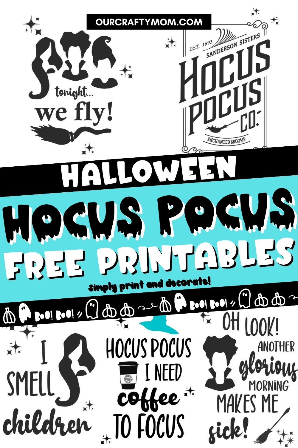 Hocus Pocus Art (5 Free Printables) pertaining to Hocus Pocus Printables Free