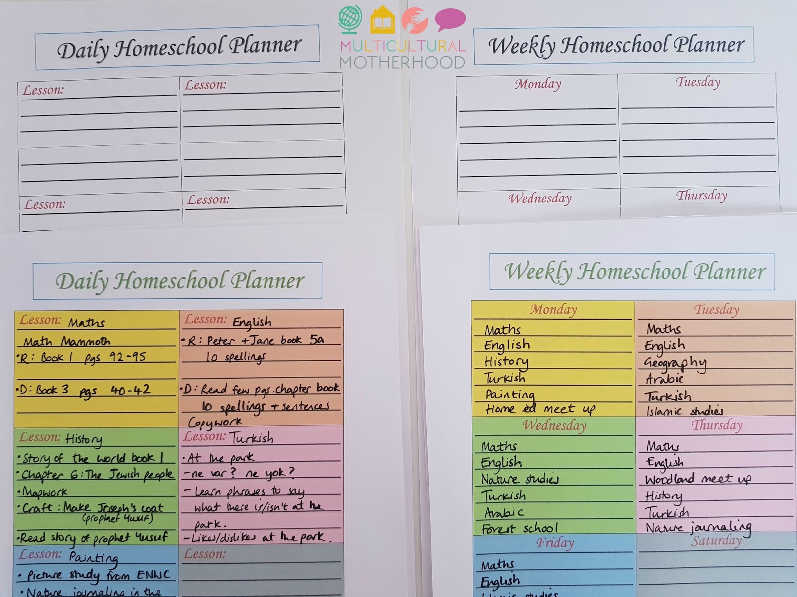 Homeschool Weekly Planning + Free Printables! | Multicultural for Homeschool Weekly Planner Free Printable