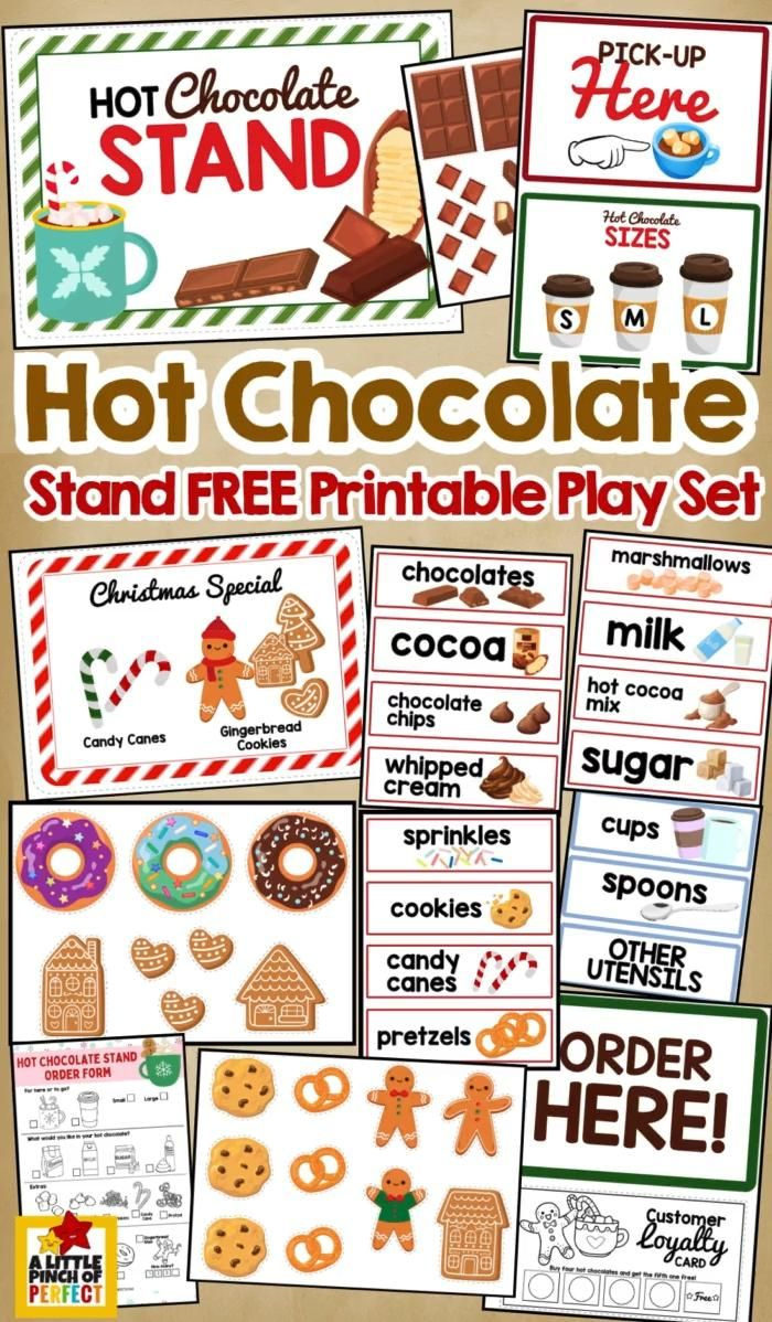 Hot Chocolate Stand Free Printable Pretend Play Set in Hot Chocolate Dramatic Play Free Printables