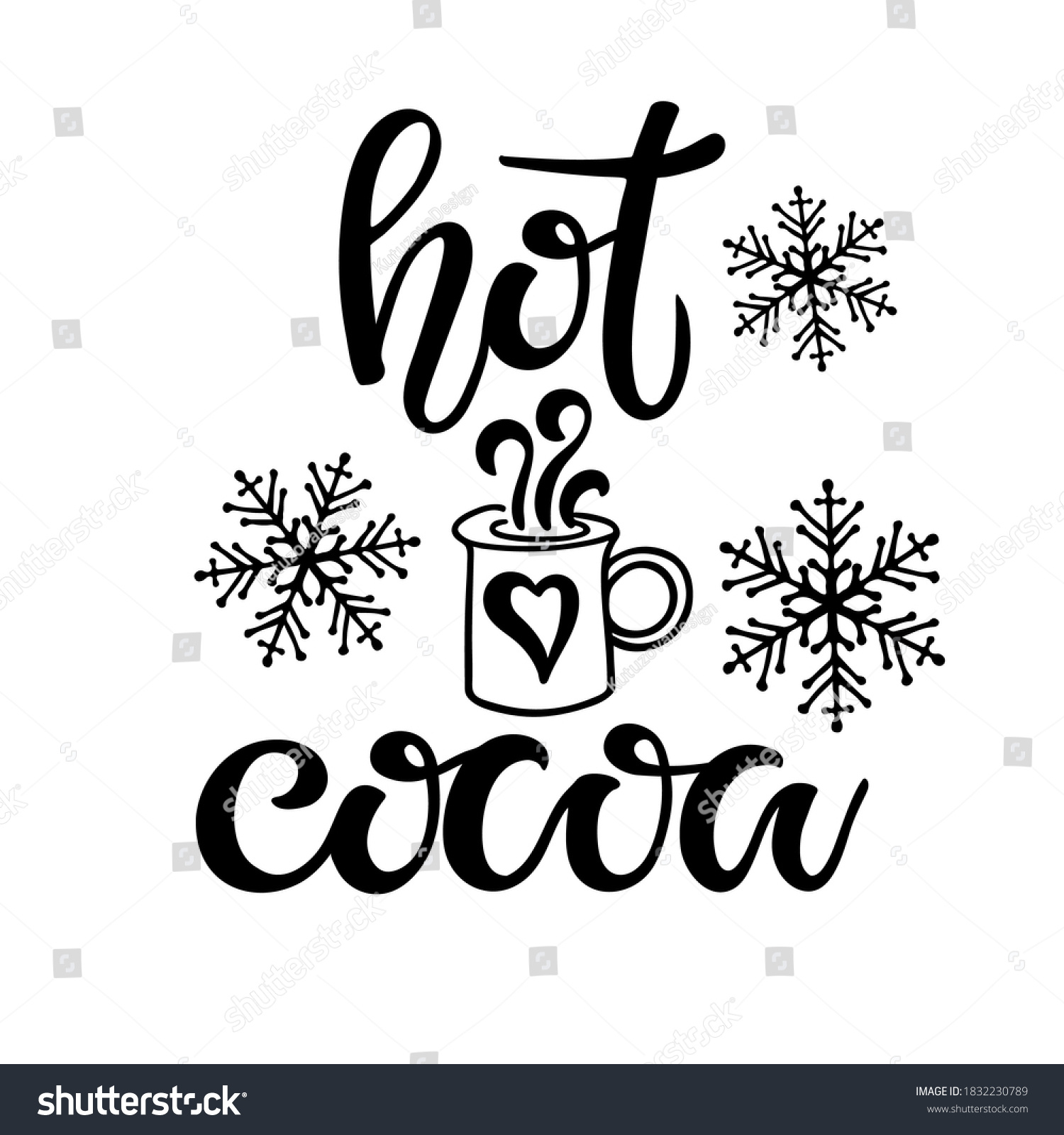 Hot Cocoa Sign Text Cocoa Mug Stock Vector (Royalty Free inside Hot Chocolate Sign Printable