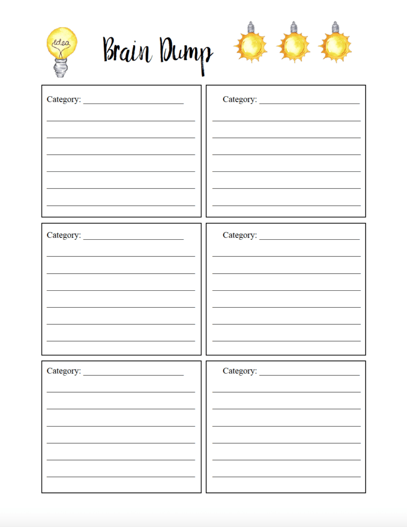 How To Do A Brain Dump. &amp;amp; Free Printable Brain Dump Worksheet inside Free Brain Dump Printable