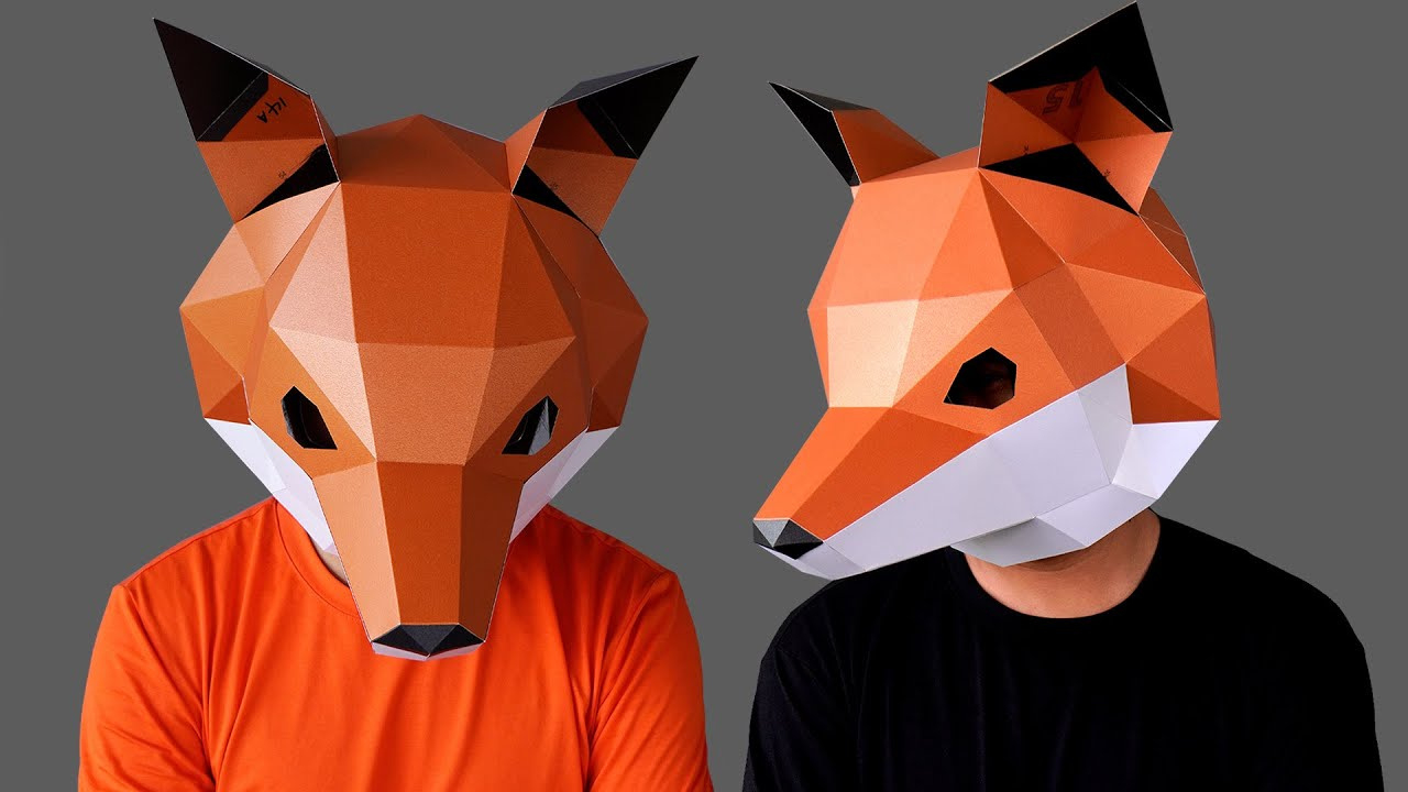 How To Make Fox Mask | Low Poly Fox Mask | Papercraft Mask Template And  Animal Mask3Dfancy in Free Printable 3d Fox Mask Template