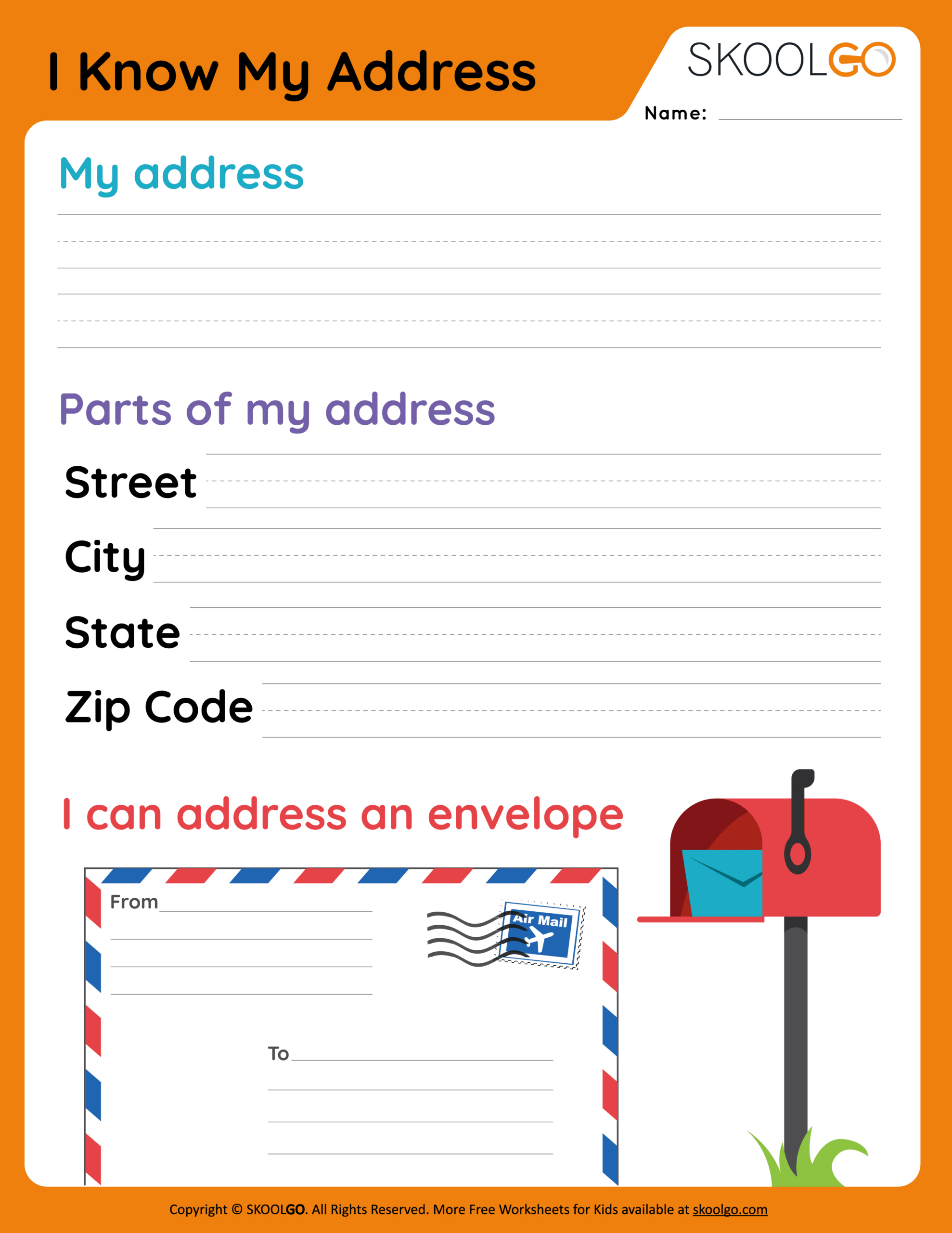 I Know My Address - Free Worksheet - Skoolgo inside I Know My Address Free Printable