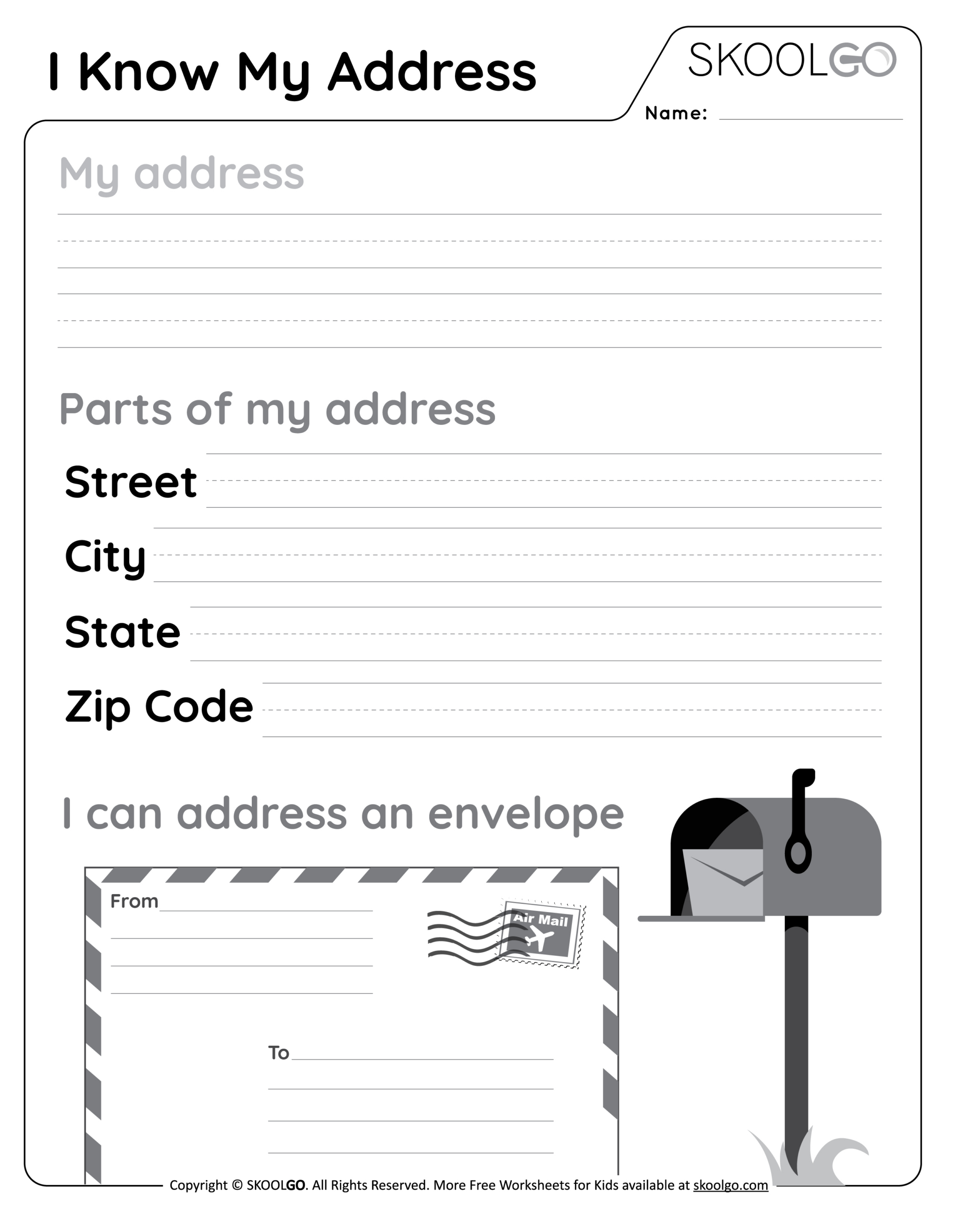 I Know My Address - Free Worksheet - Skoolgo inside I Know My Address Free Printable