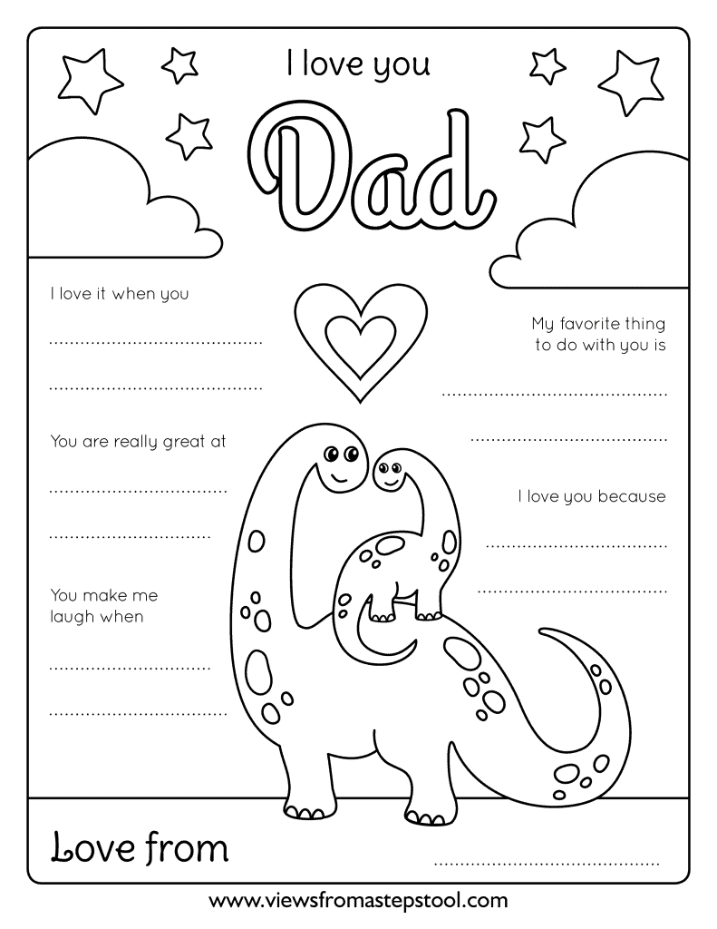 I Love Dad Coloring Page - Free Printable - Views From A Step Stool intended for I Love You Dad Printables