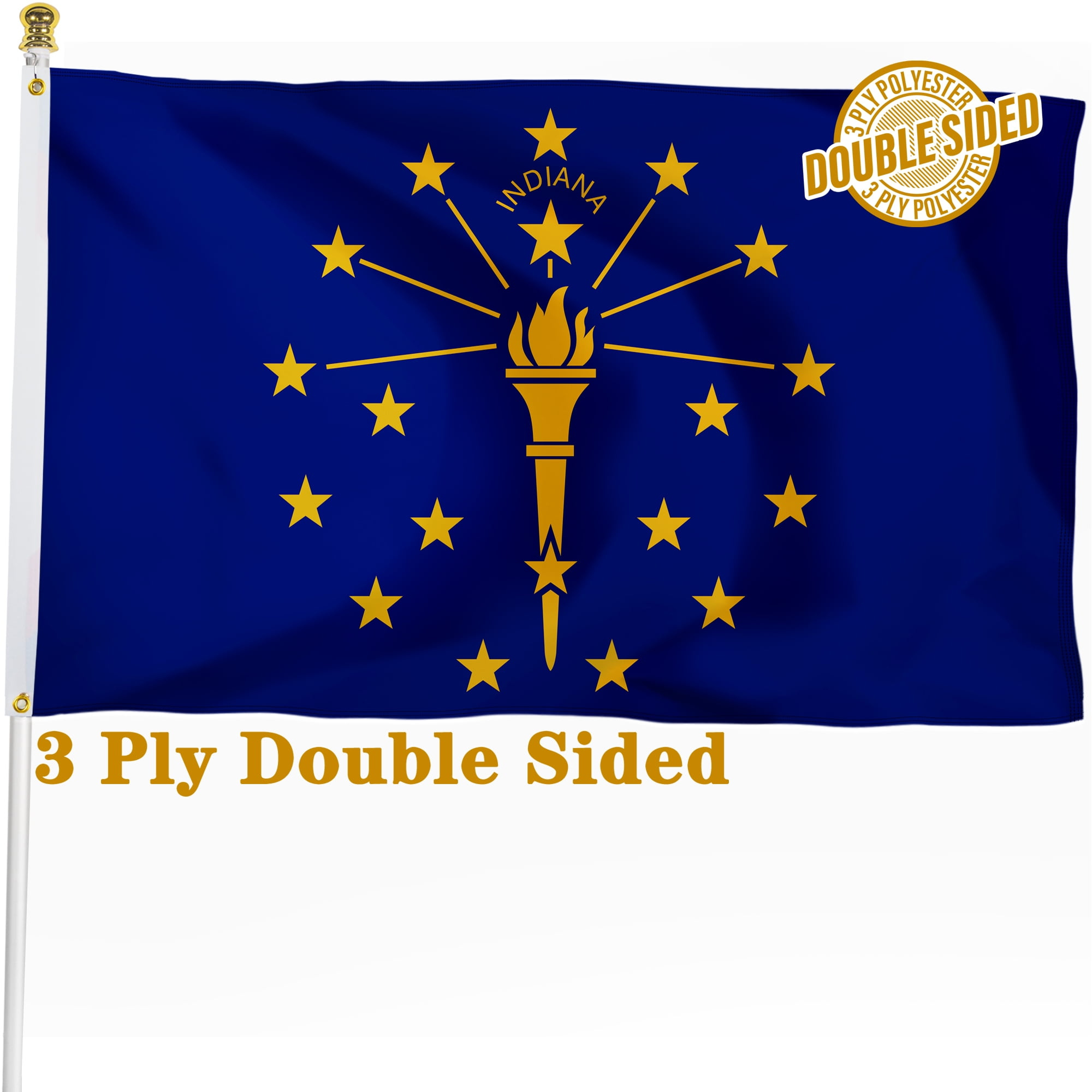 Indiana State Flag 3X5Ft, 3 Ply Double Sided Polyester In Flag with regard to Printable Indiana State Flag