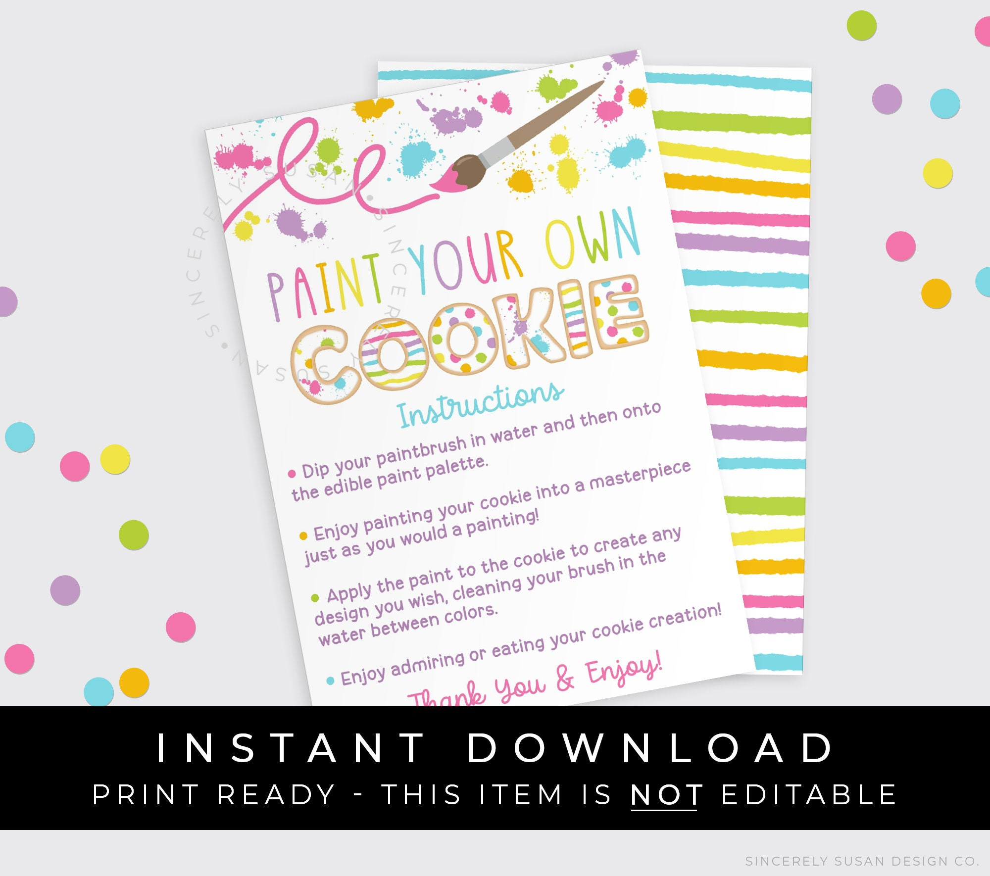 Instant Download Pyo Cookies Instructions Card Printable, Spring pertaining to Free Printable Pyo Cookie Instructions