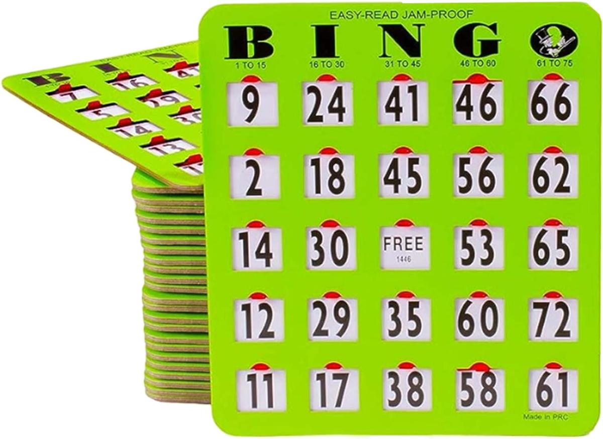 Jam-Proof Easy-Read Large Print Fingertip Bingo Cards With Sliding for Bingo Cards with Sliding Windows