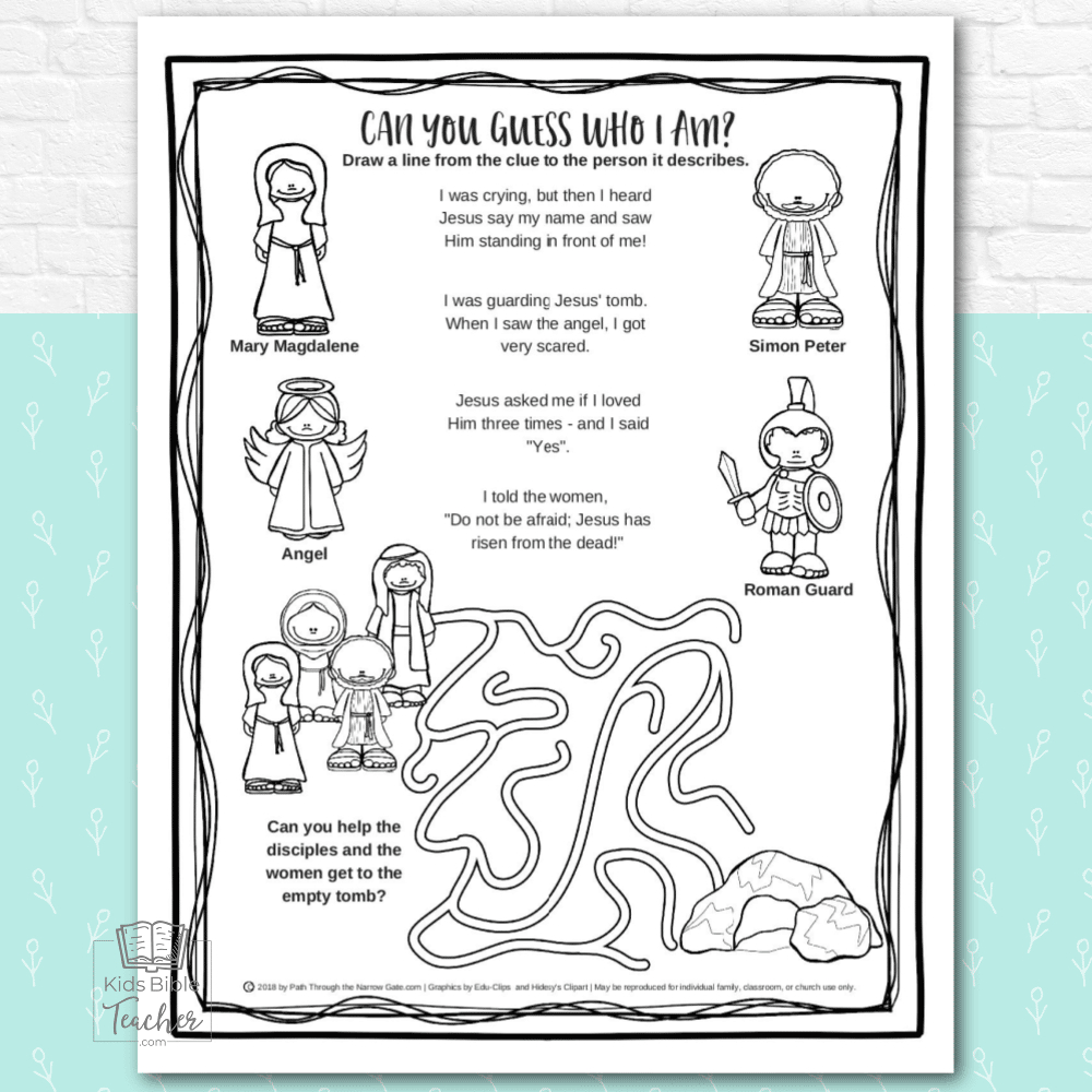 Jesus&amp;#039; Resurrection Easter Activity Pages - Kids Bible Teacher pertaining to Free Printable Easter Story Printables