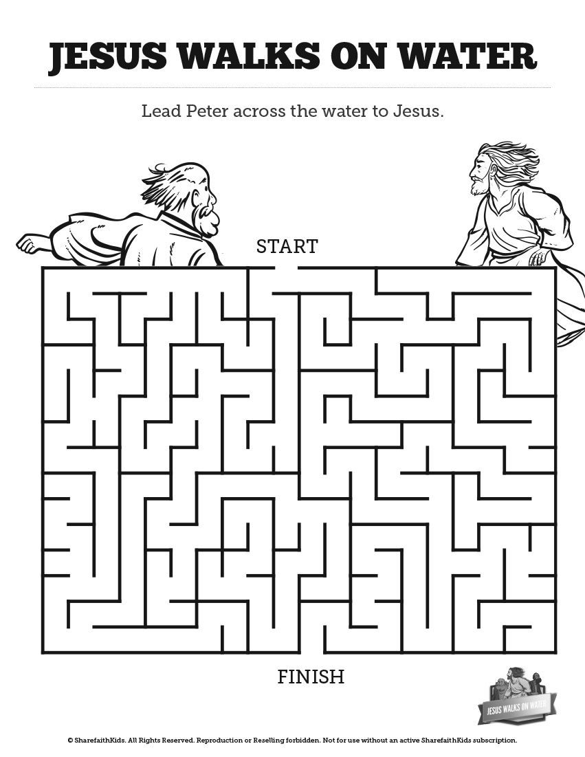 Jesus Walks On Water Bible Mazes: This Jesus Walks On Water Bible with Printable Jesus Walks On Water Activity