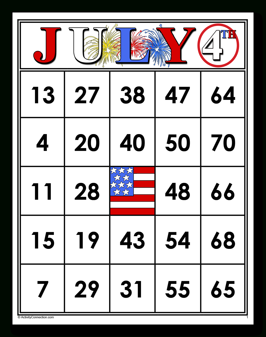 July 4Th Bingo Cards (Printable) - Activity Connection intended for 4Th Of July Bingo Cards