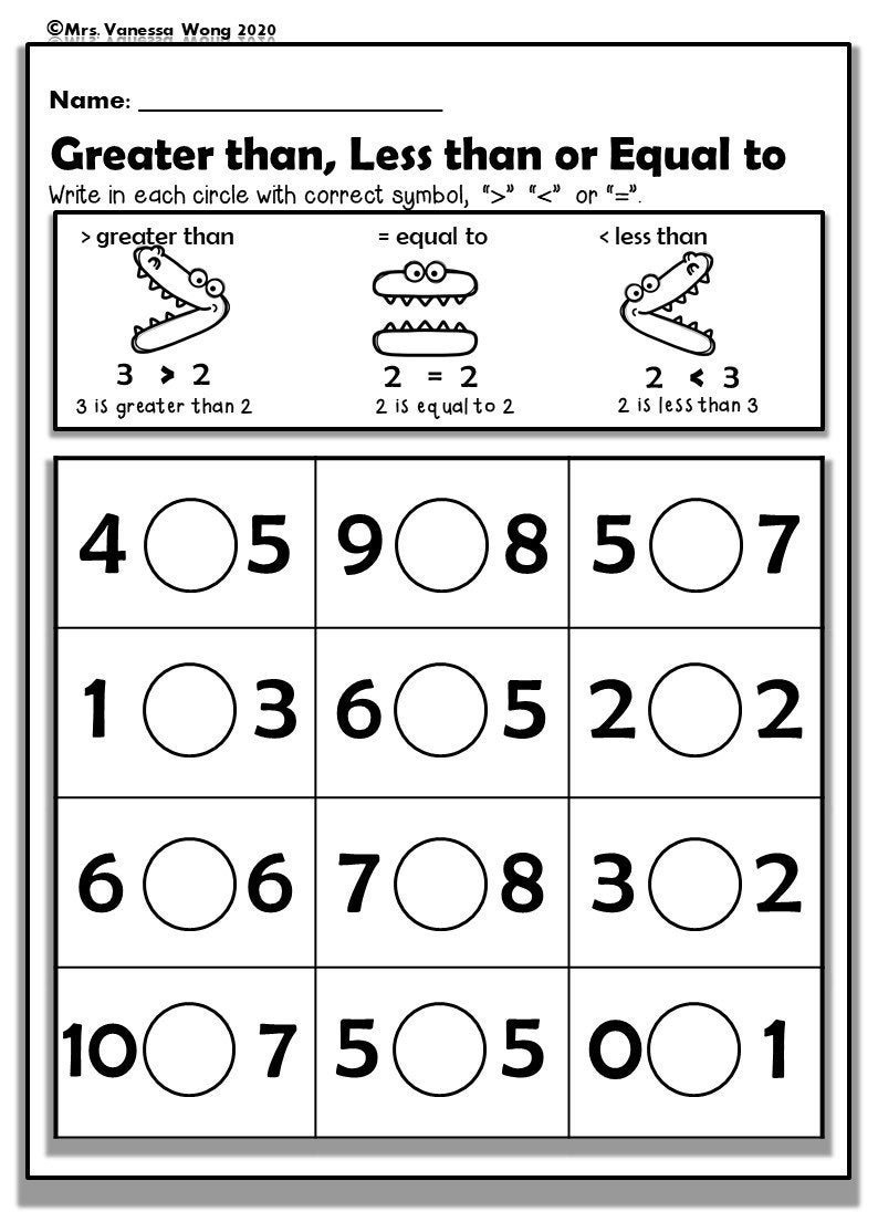 Kindergarten Math Worksheets : Numbers 1-10 Comparing Numbers Distance Learning intended for Comparing Numbers From 1 To 10 Worksheet