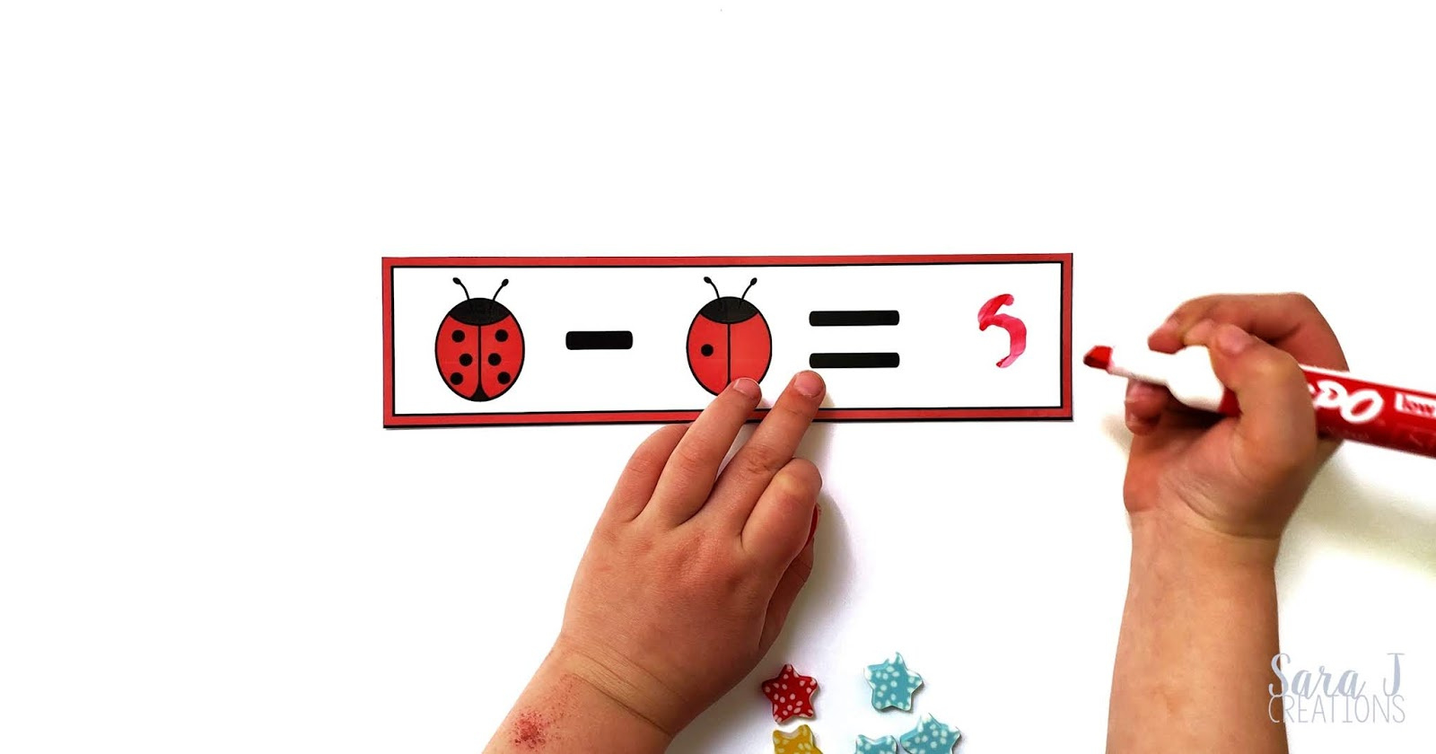 Ladybug Subtraction Write And Wipe Cards | Sara J Creations within Ladybug Subtract and Match Worksheet