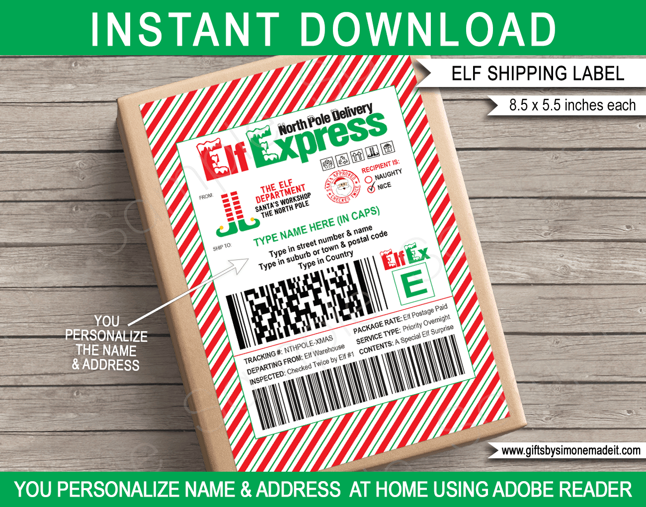 Large Elf Mail Shipping Labels - Fedex Style with regard to Free Printable Elf On The Shelf Shipping Label