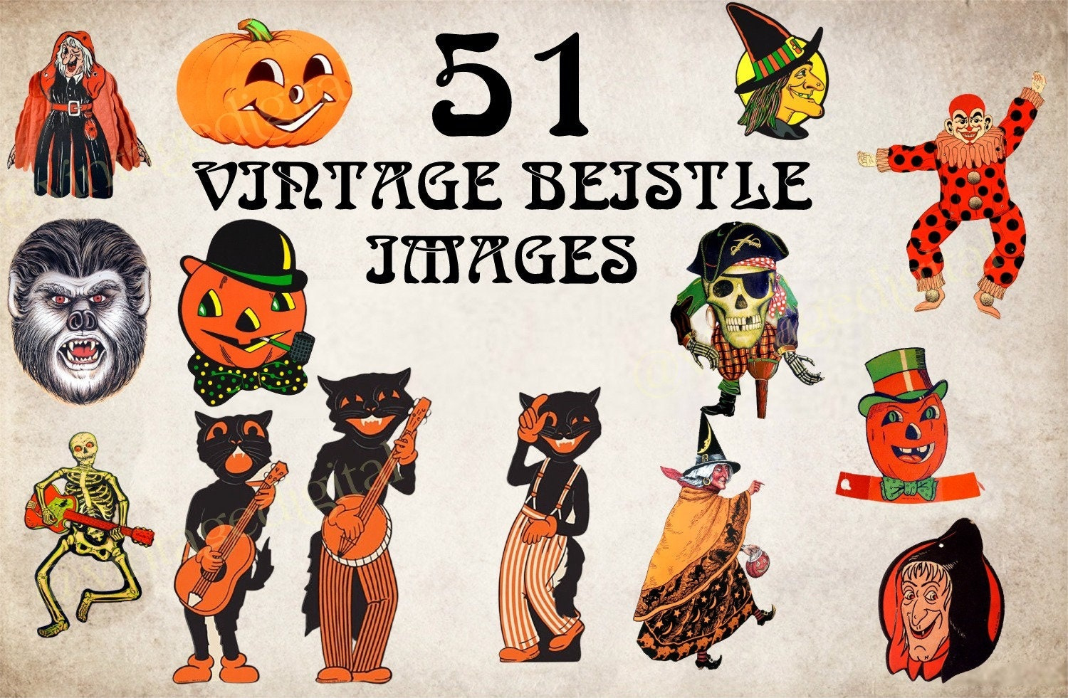 Large Lot Of 51 Printable Retro Vintage Beistle Halloween Images throughout Free Printable Vintage Beistle Halloween Clip Art