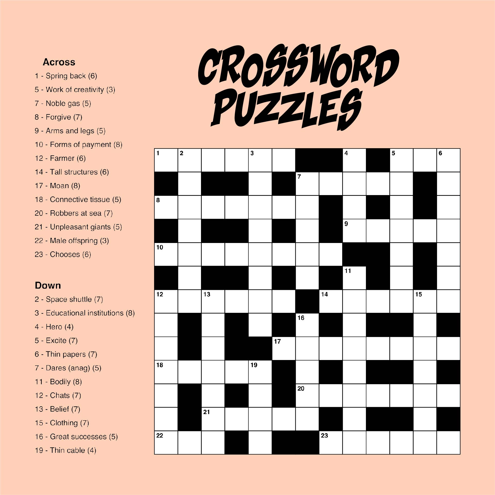 Large Print Easy Crossword Puzzles - 10 Free Pdf Printables for Large Print Beginner Easy Crossword Puzzles Printable