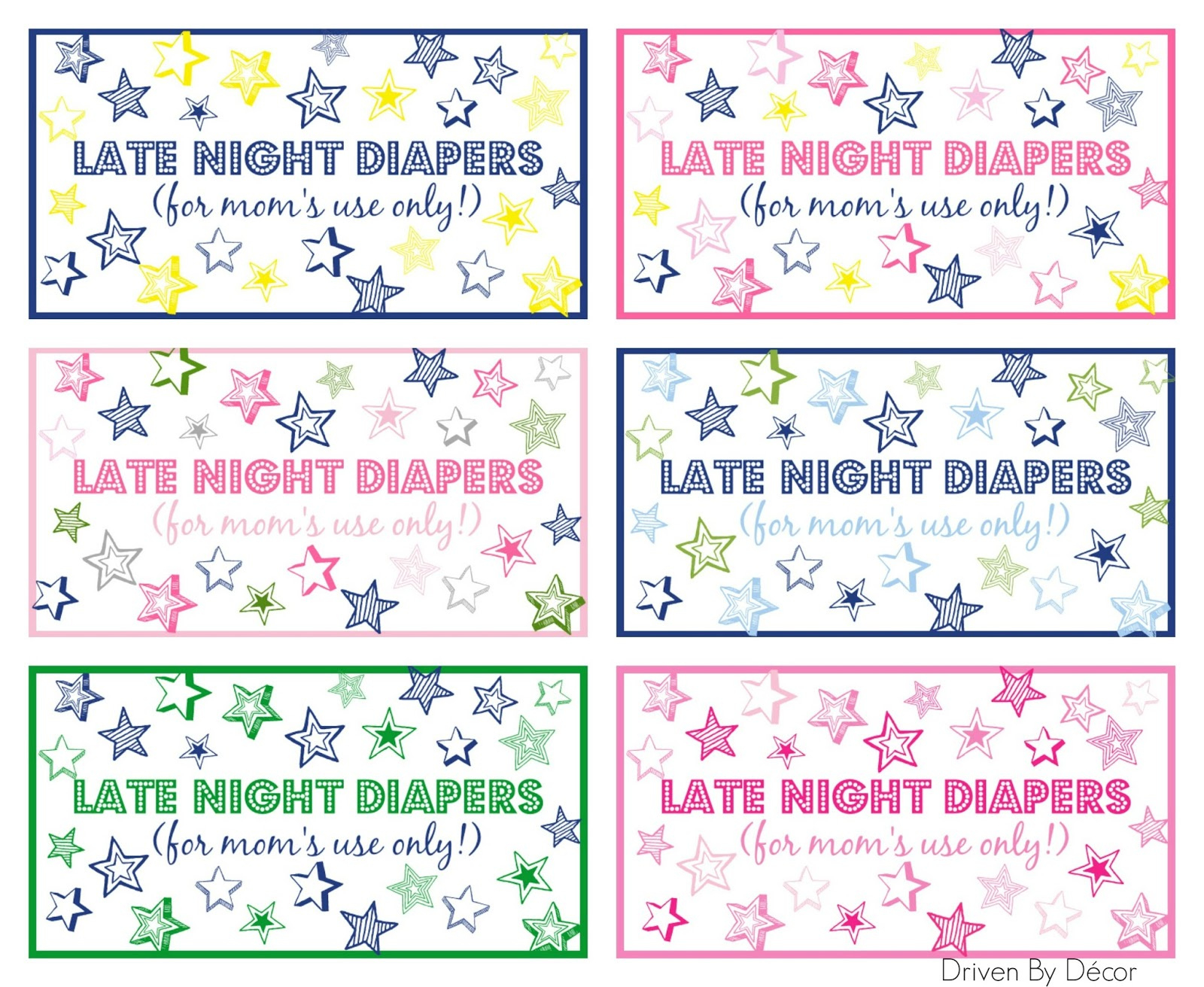 Late Night Diapers Baby Shower Printables - Drivendecor with Late Night Diaper Notes Free Printable