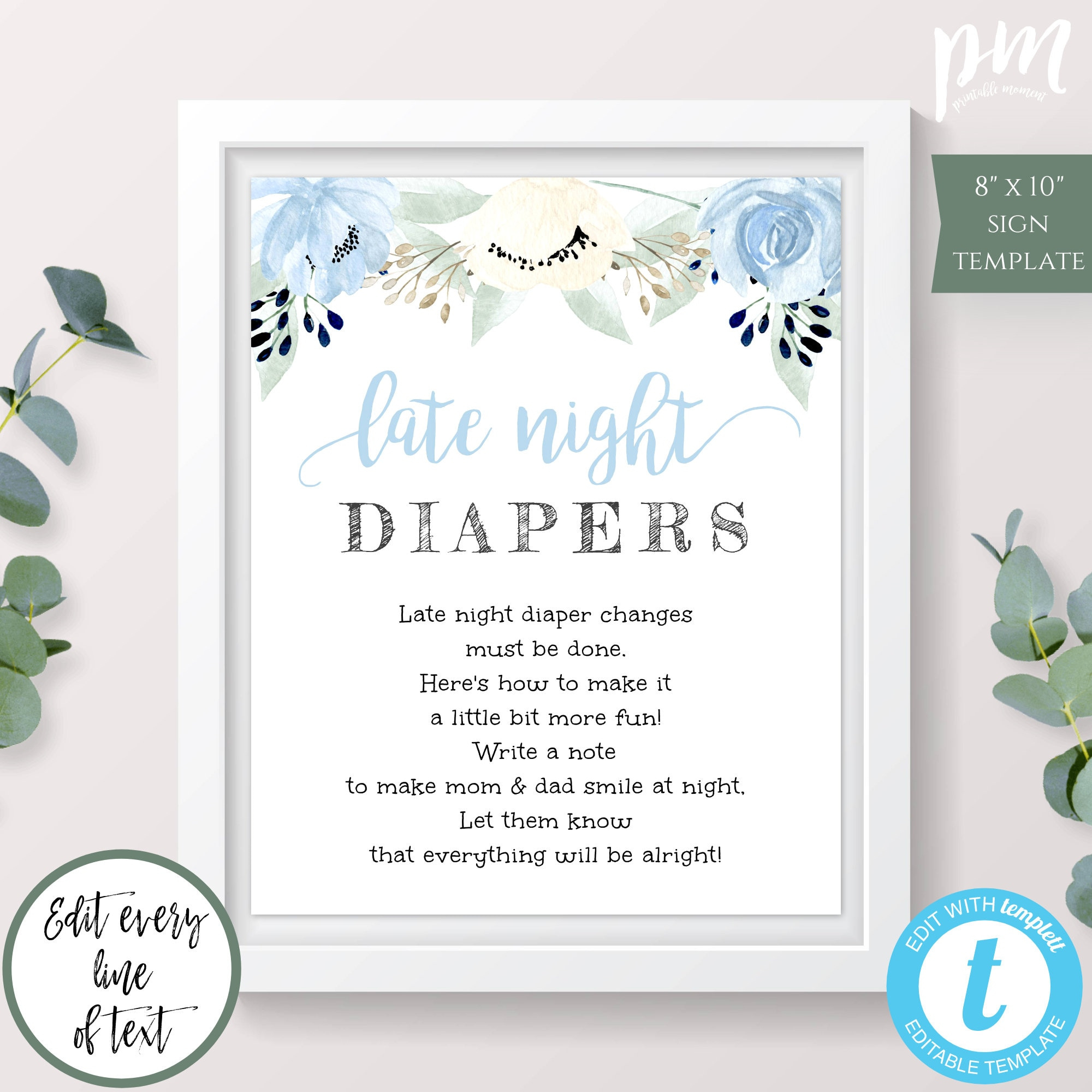 Late Night Diapers Game Template, Diaper Thoughts Sign, Printable within Late Night Diaper Notes Free Printable