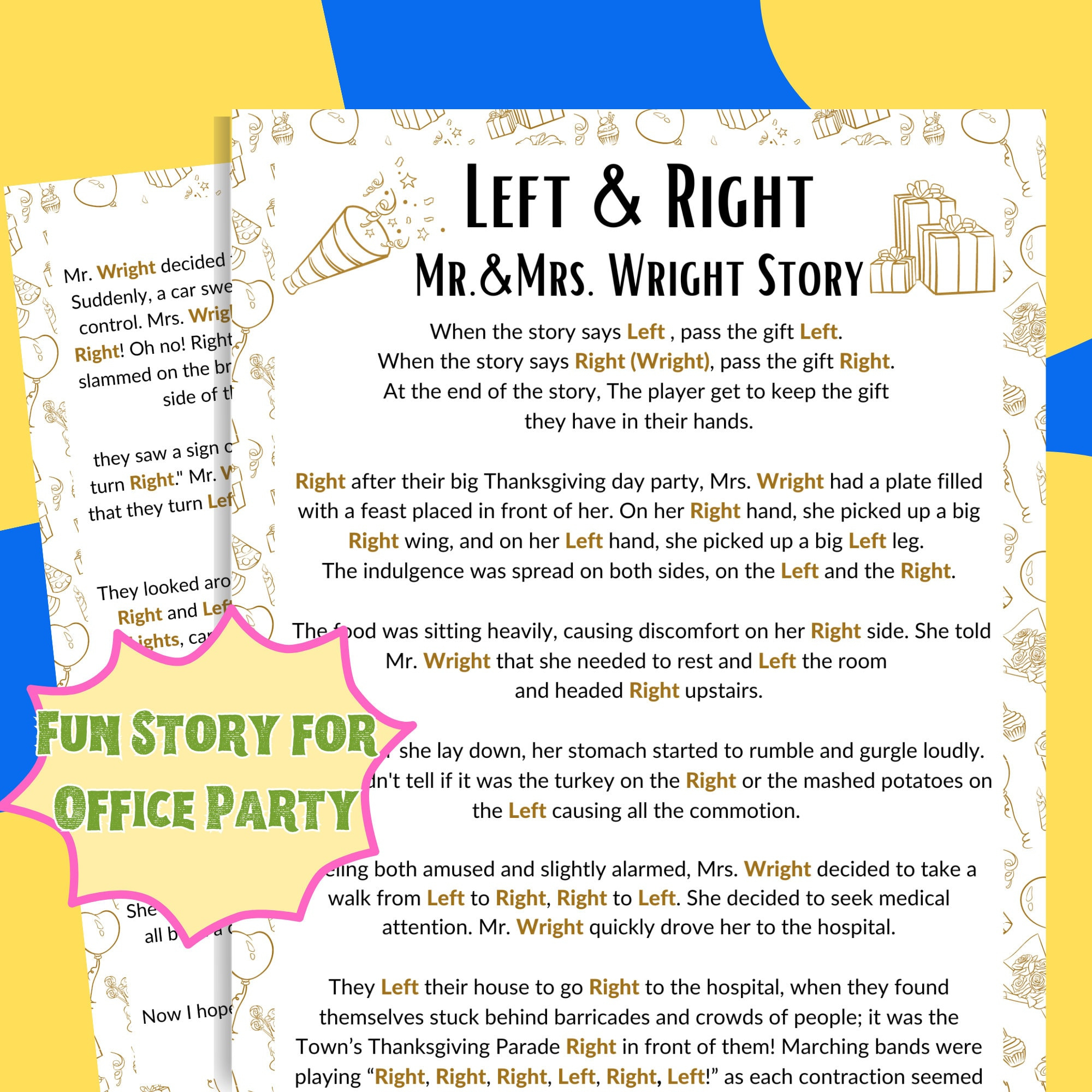 Left Right Game Office, Funny Story Left Right Game Any Occasion with regard to Printable Left Right Game Story Any Occasion