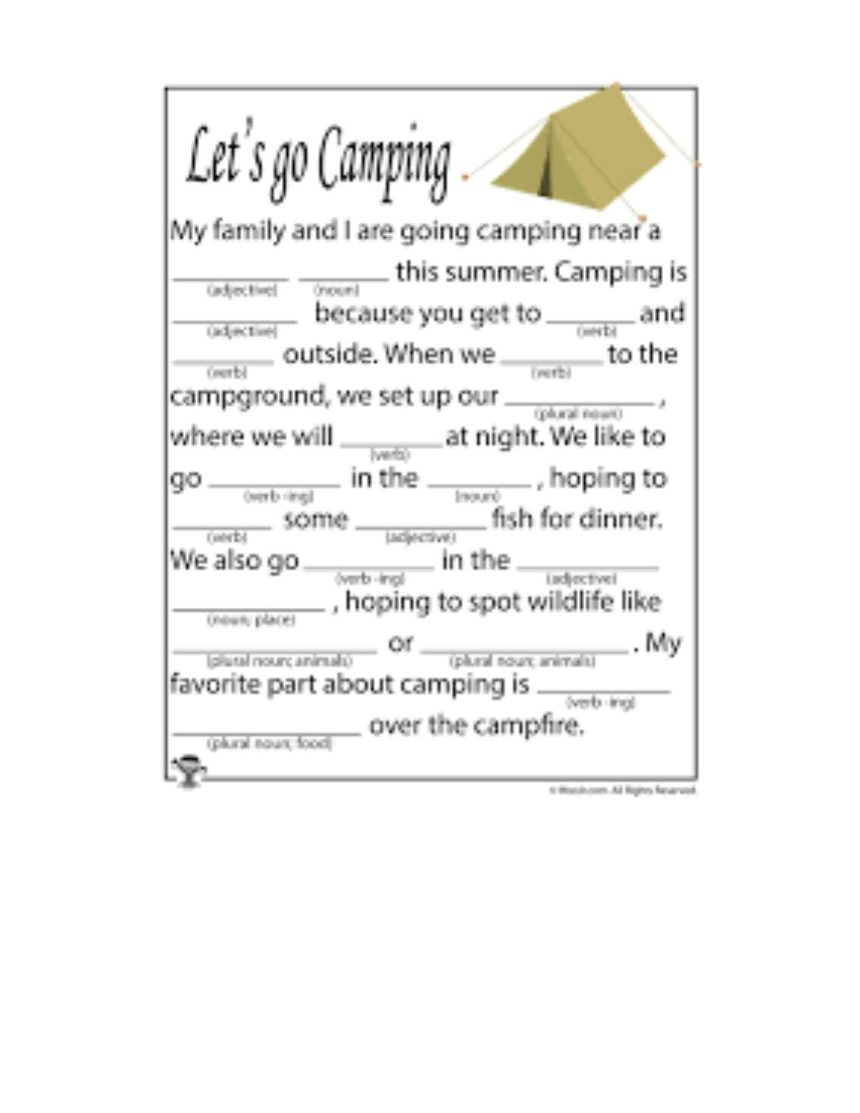 Let&amp;#039;S Go Camping Mad Libs | The Hole In The Wall Gang Camp pertaining to Camp Mad Libs Printable