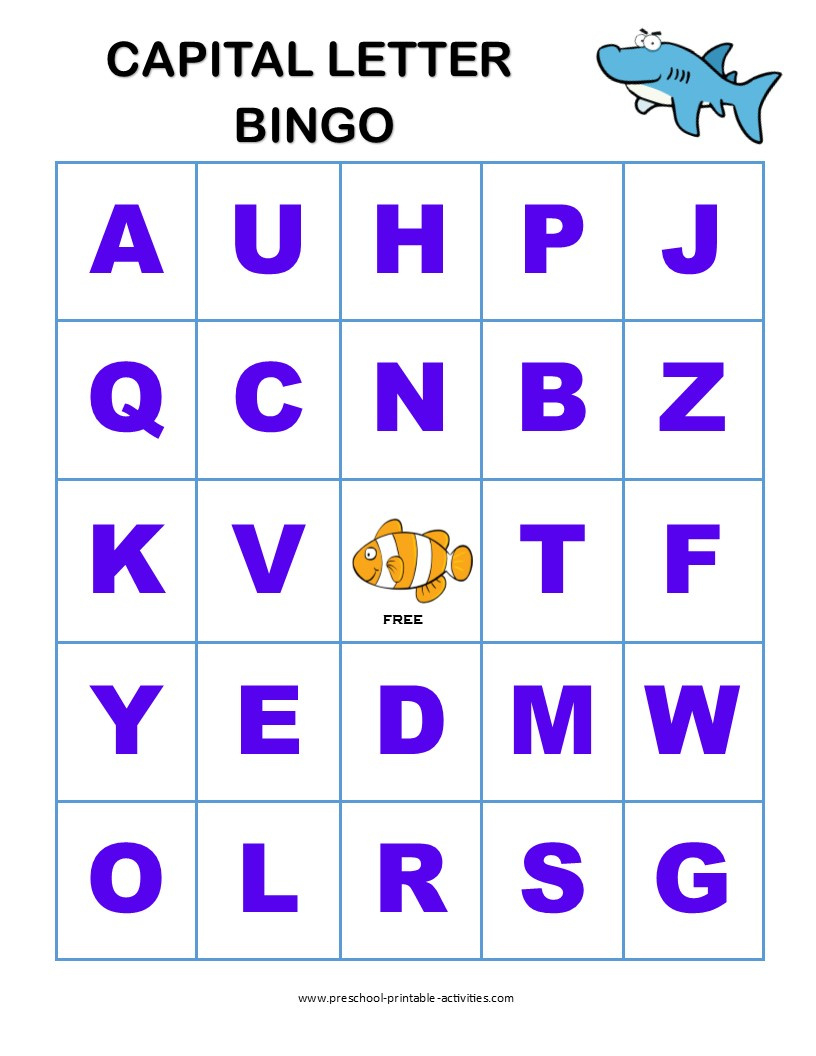 Letter Recognition Bingo Games in Free Printable Alphabet Bingo Cards