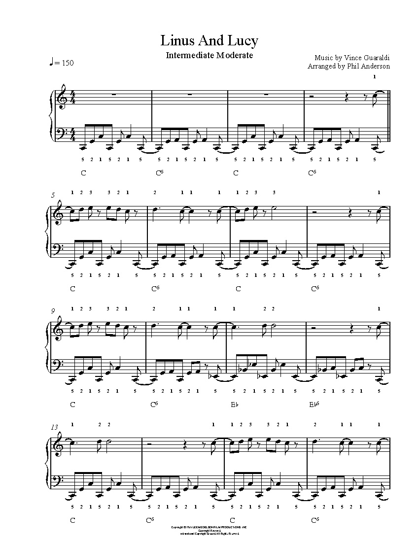 Linus And Lucy pertaining to Linus And Lucy Piano Sheet Music Free Printable