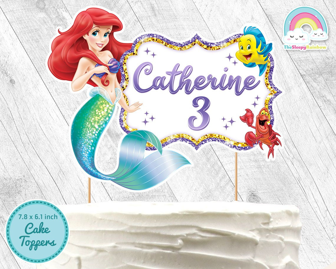 Little Mermaid Birthday Party Cake Toppers Little Mermaid Ariel inside Free Printable Little Mermaid Cake Topper Printable