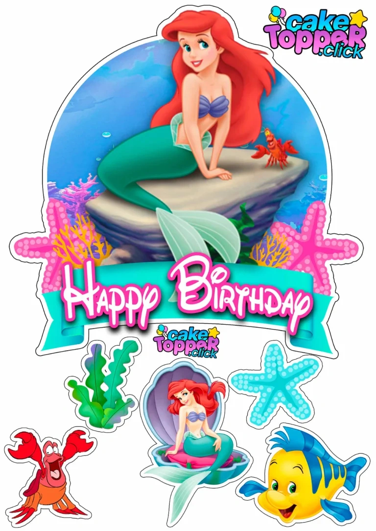 Little Mermaid Kit - Happy Birthday Little Mermaid Ariel! [+10]Free for Free Printable Little Mermaid Cake Topper Printable