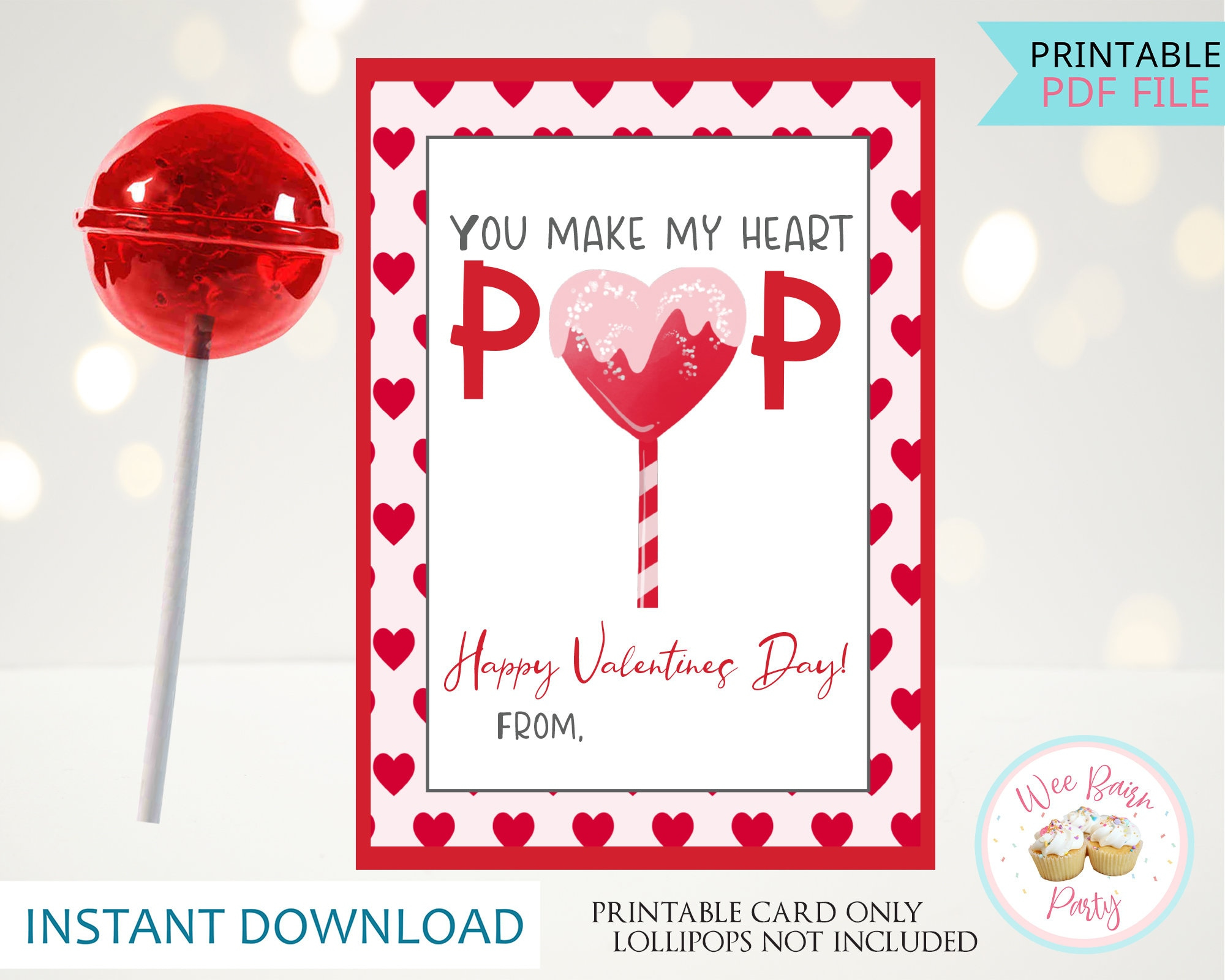 Lollipop Holder Valentines Day Card, Printable Classroom regarding Printable Valentine Lollipop Holder