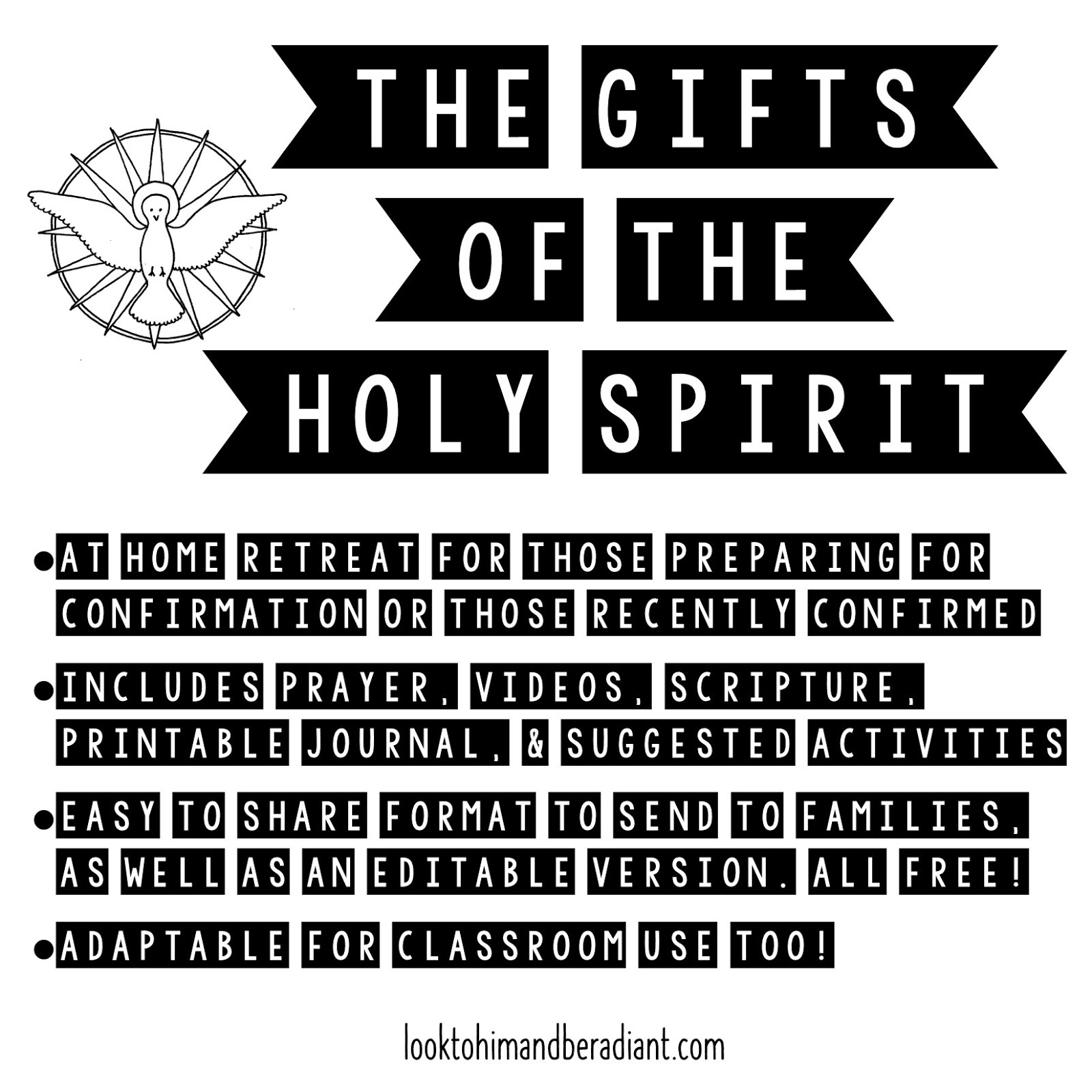 Look To Him And Be Radiant: Gifts Of The Holy Spirit- At Home Retreat for Free Printable Gifts Of The Holy Spirit