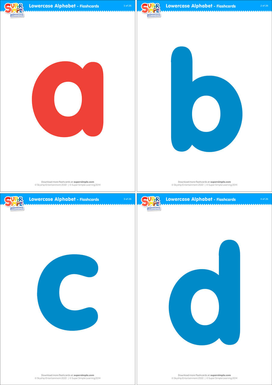 Lowercase Alphabet Flashcards - Super Simple throughout Free Printable Lowercase Alphabet Flash Cards