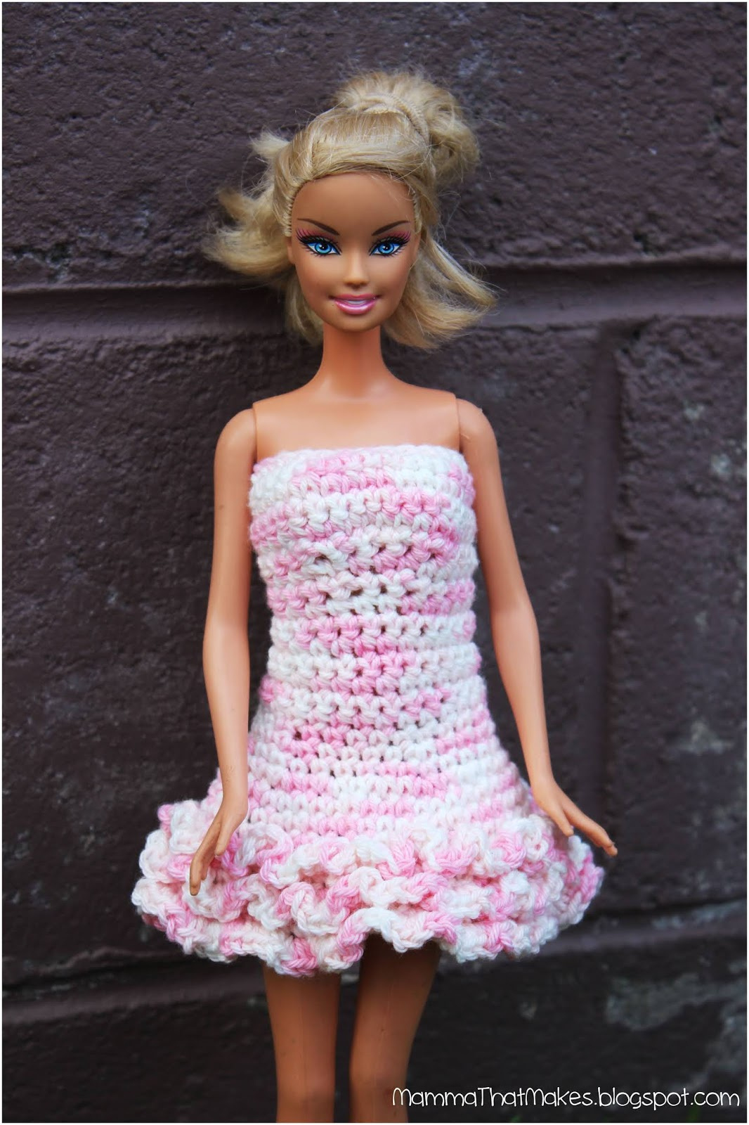 Mamma That Makes: Barbie Dress - 3 Row Ruffle Dress in Printable Barbie Crochet Ball Gown Patterns Free