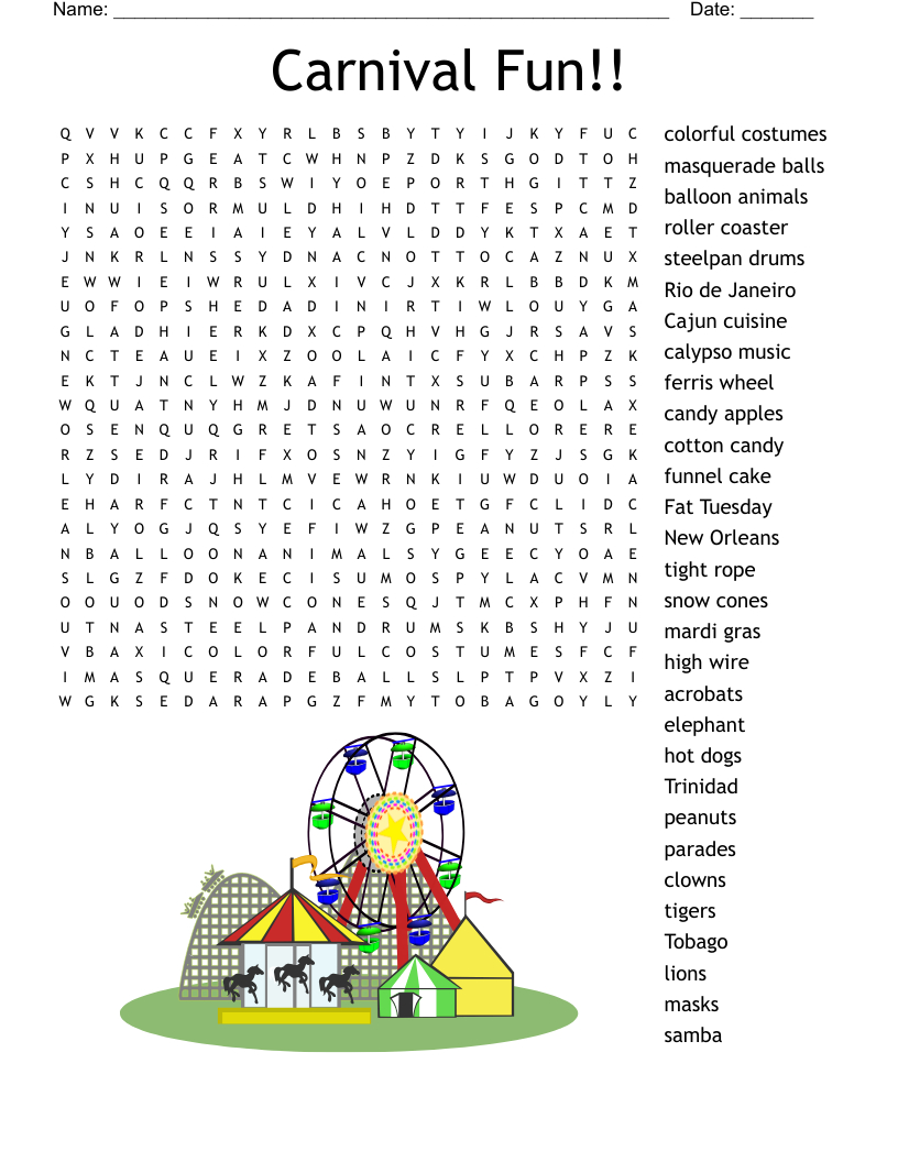 Mardi Gras Crossword - Wordmint for Mardi Gras Crossword Puzzle Printable